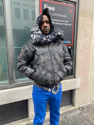 Skepta wearing our Pelle Pelle skull leather jacket