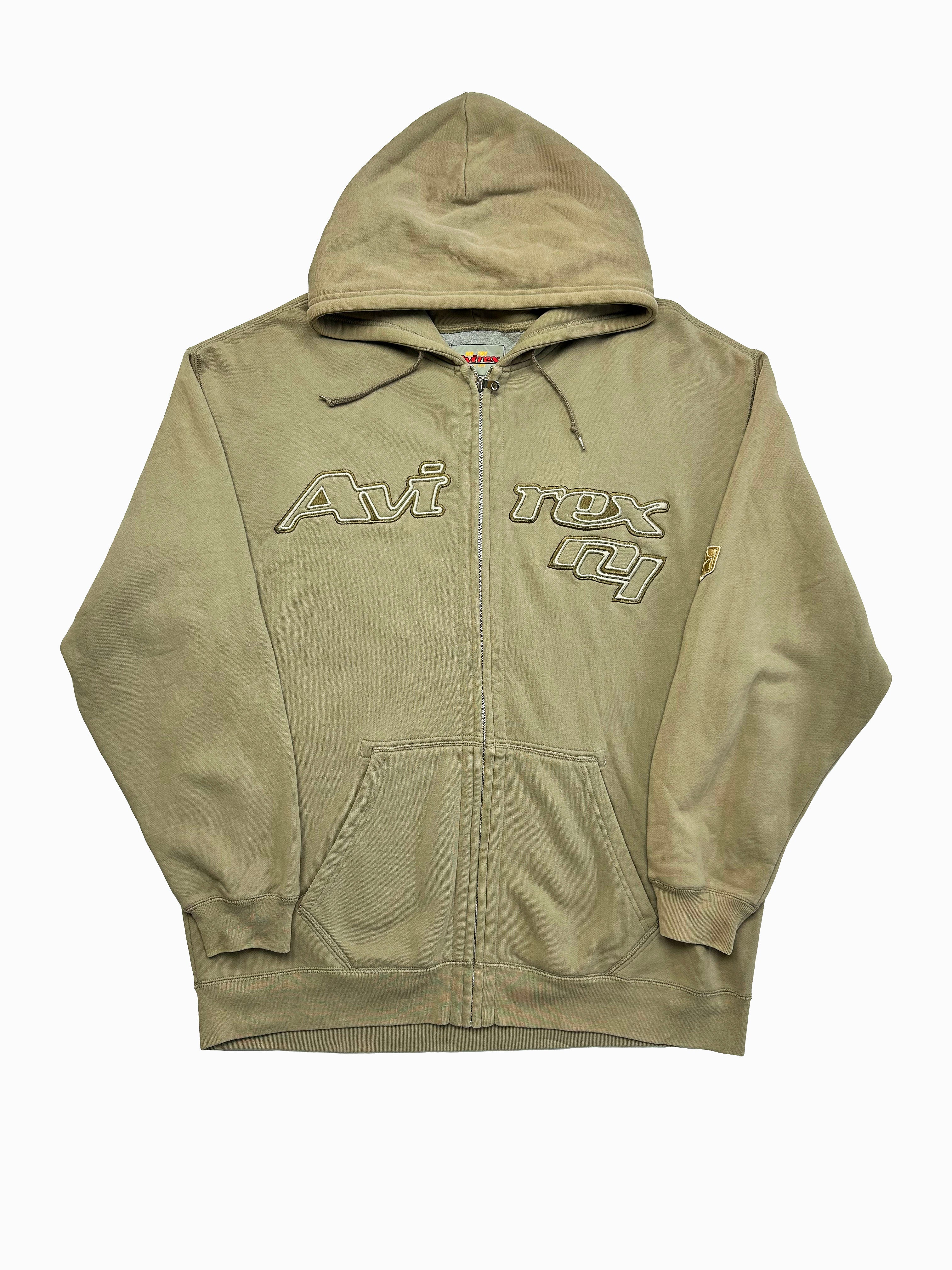 Avirex Khaki Spell Out Hoodie 90’s