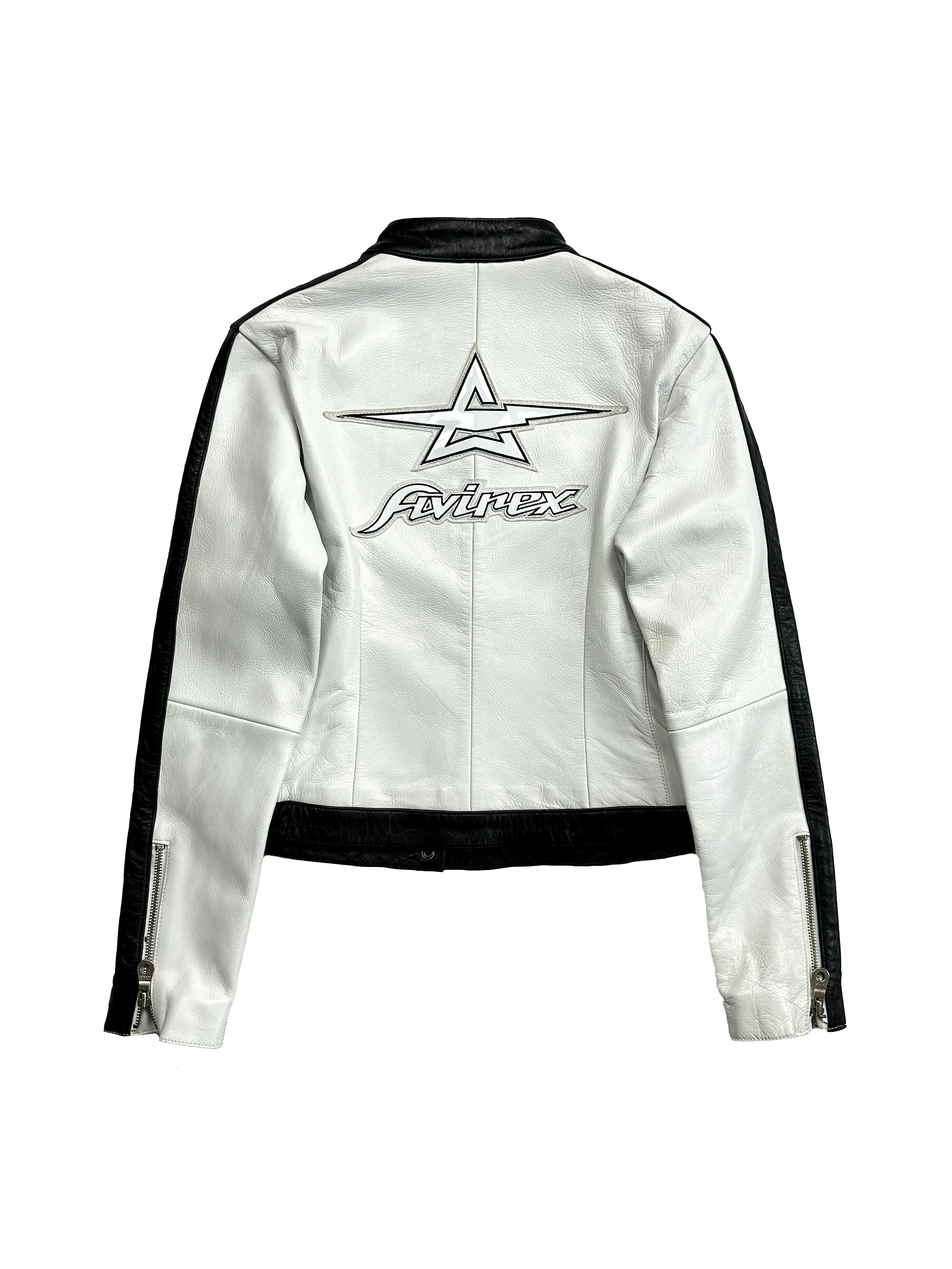 Avirex Black & White Motorcycle Jacket 90's