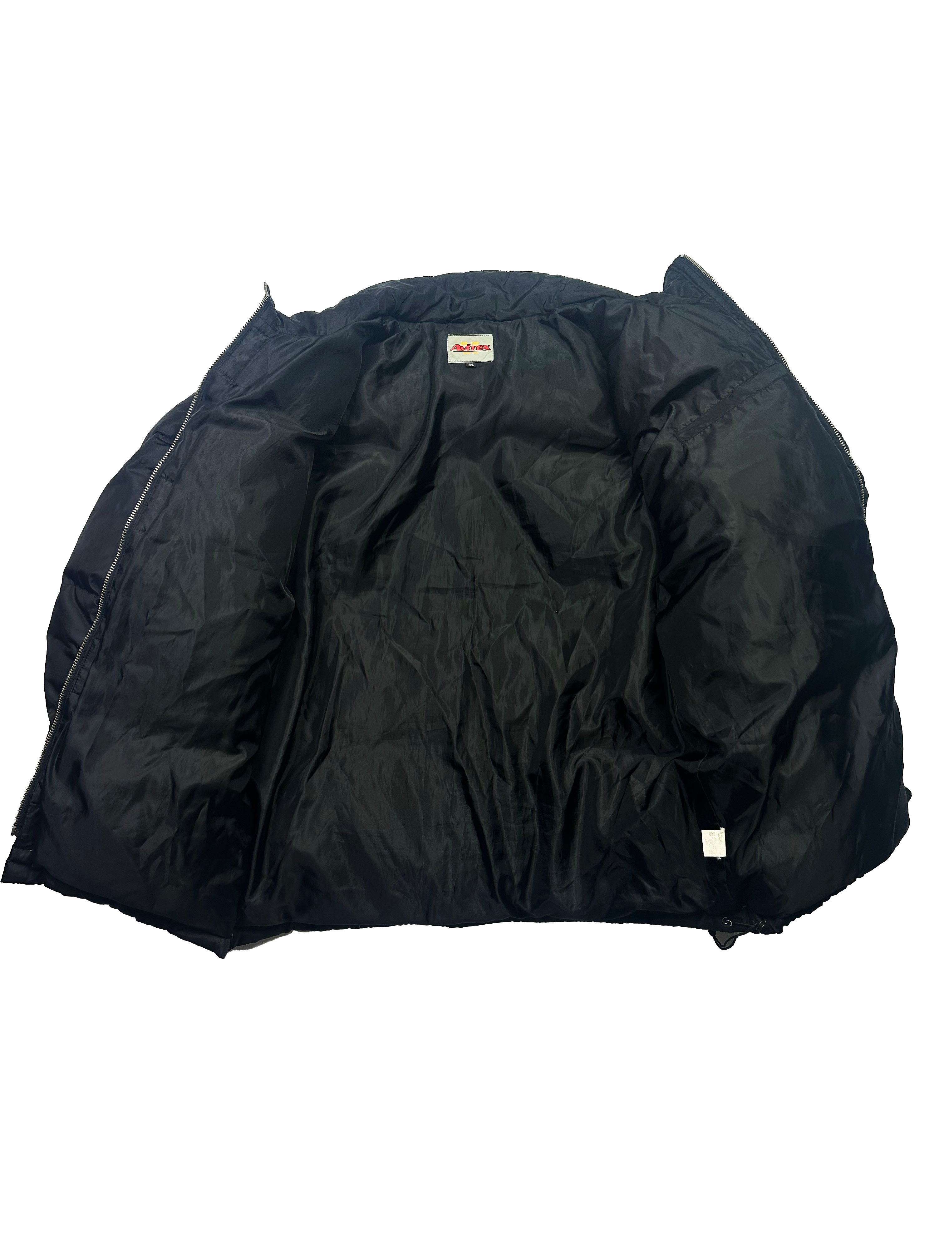 Avirex Black Spell Out Puffer Jacket 90's