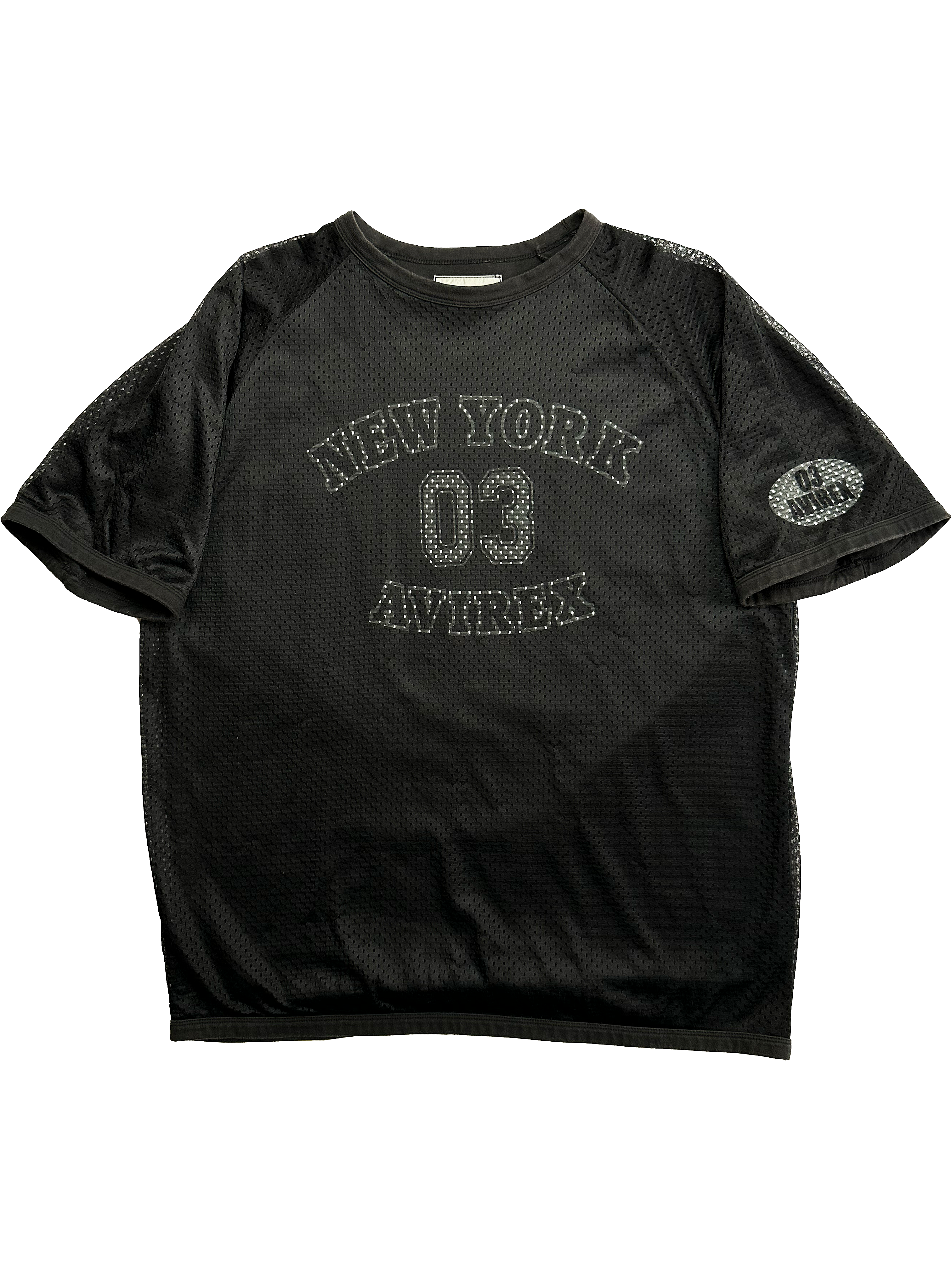 Avirex Black Mesh Spell Out T-shirt 90's