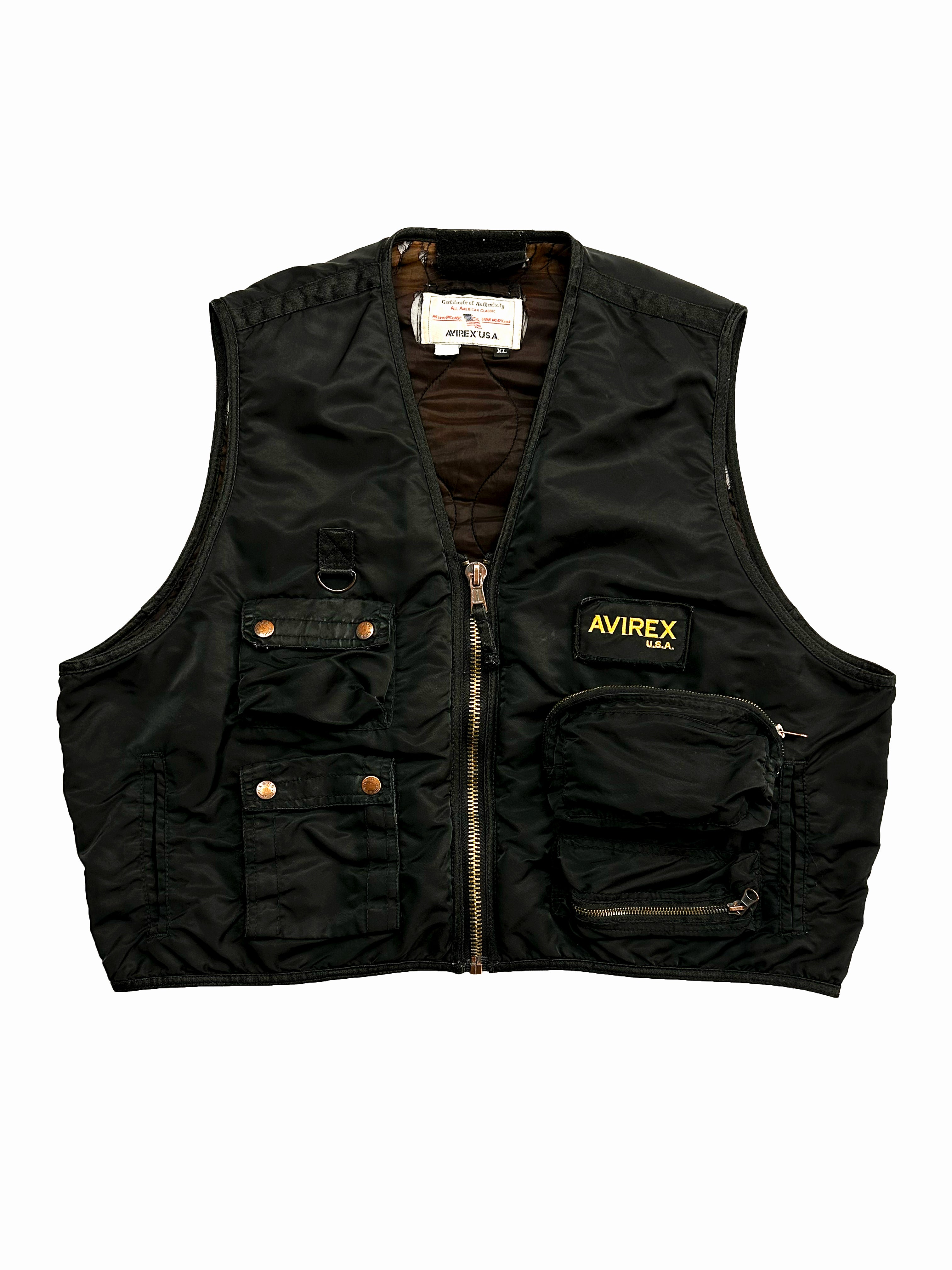 Avirex Black Multi Pocket Vest 90's