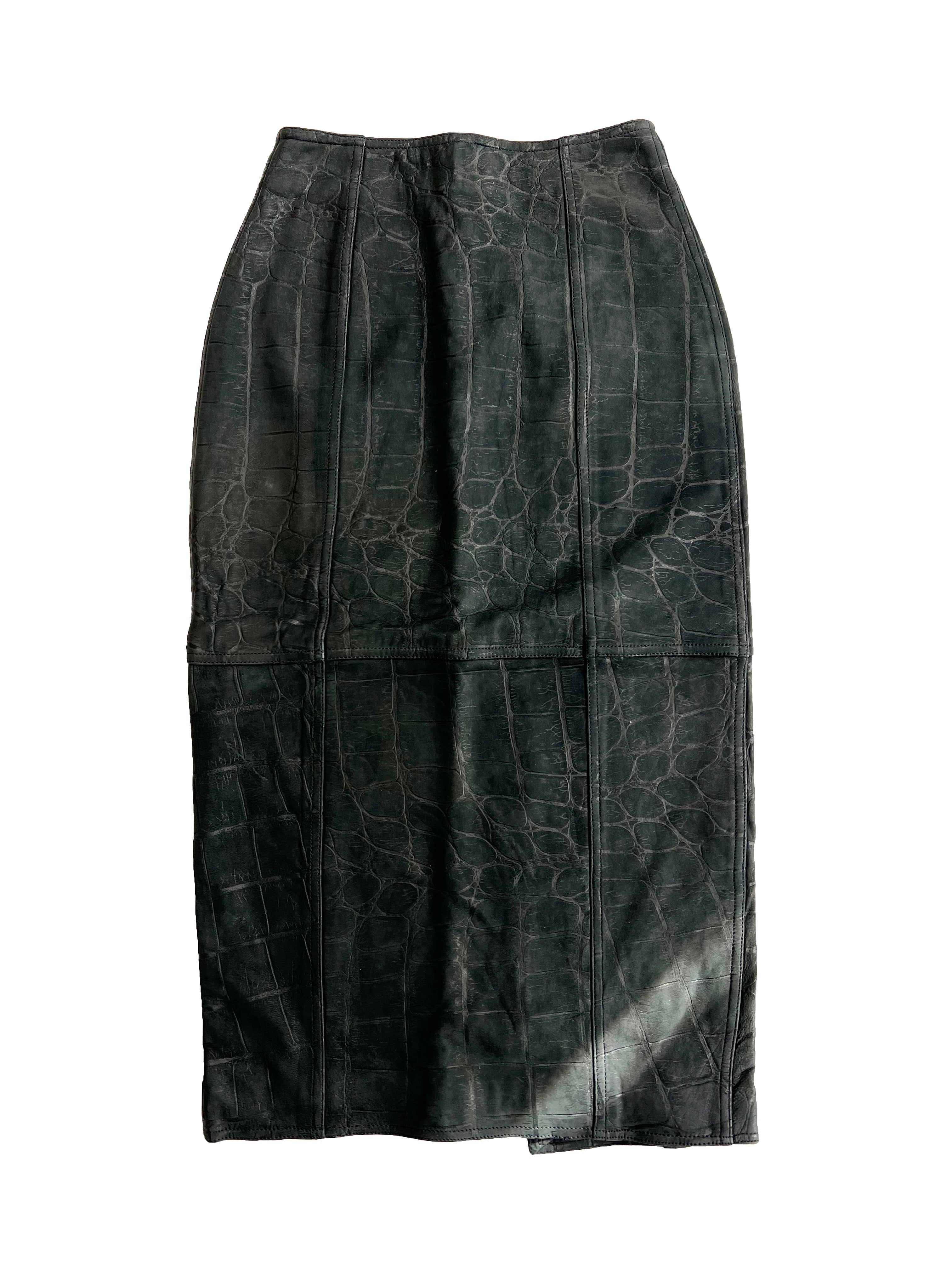 Pelle Pelle Leather Crocodile Print Skirt BNWT 90's