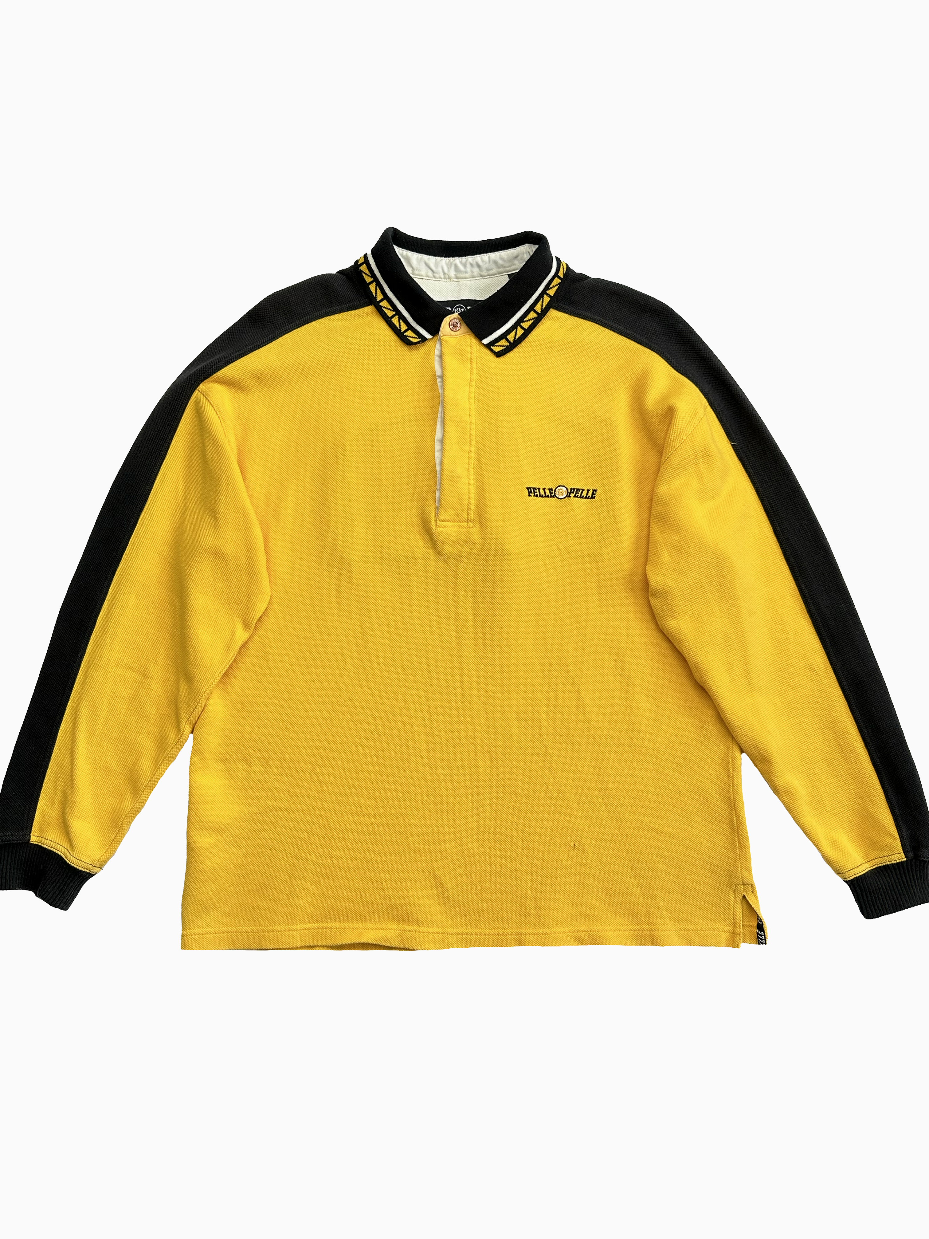 Pelle Pelle Yellow Long Sleeve Polo 90's