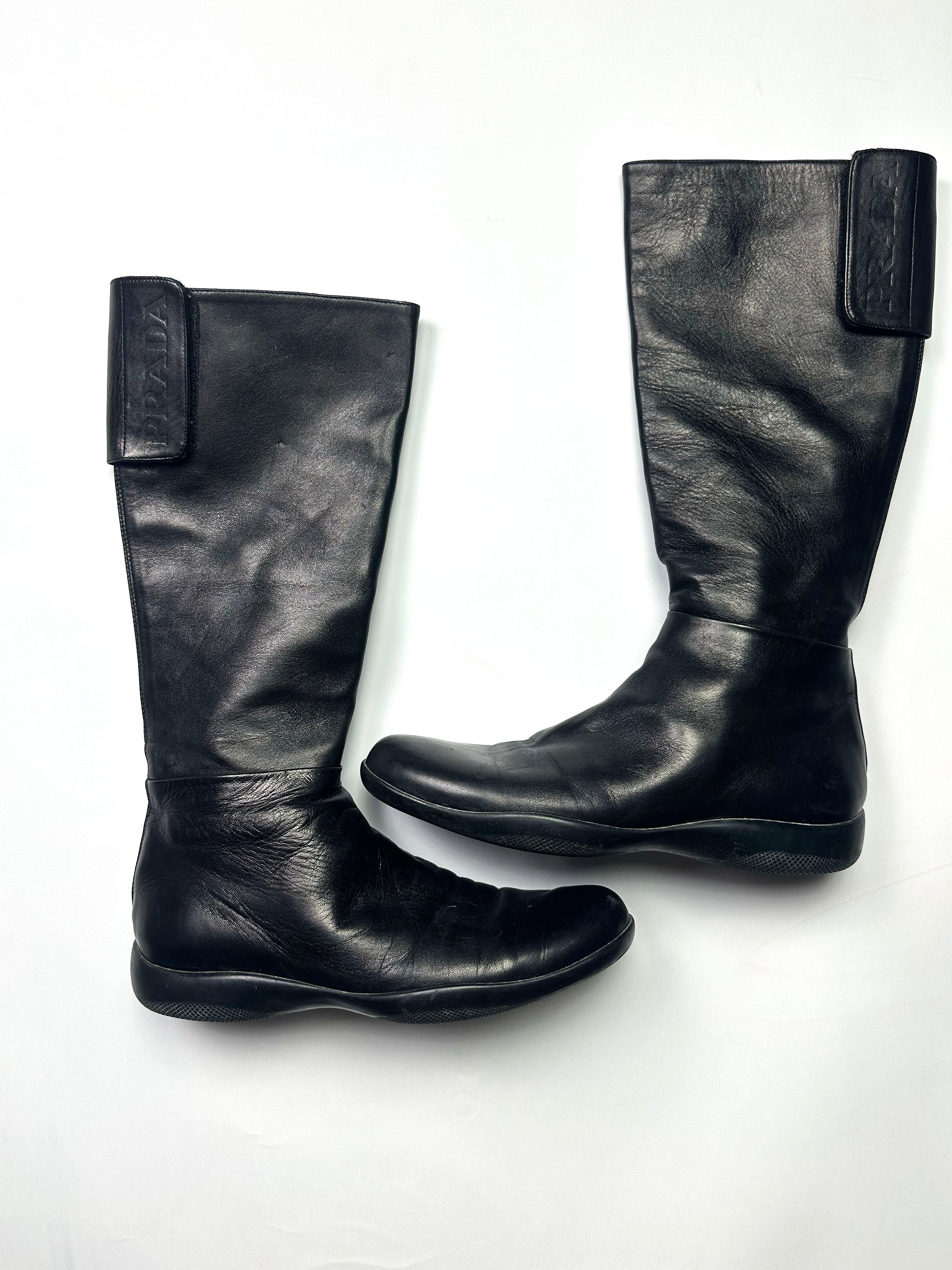 Prada flat boots shop