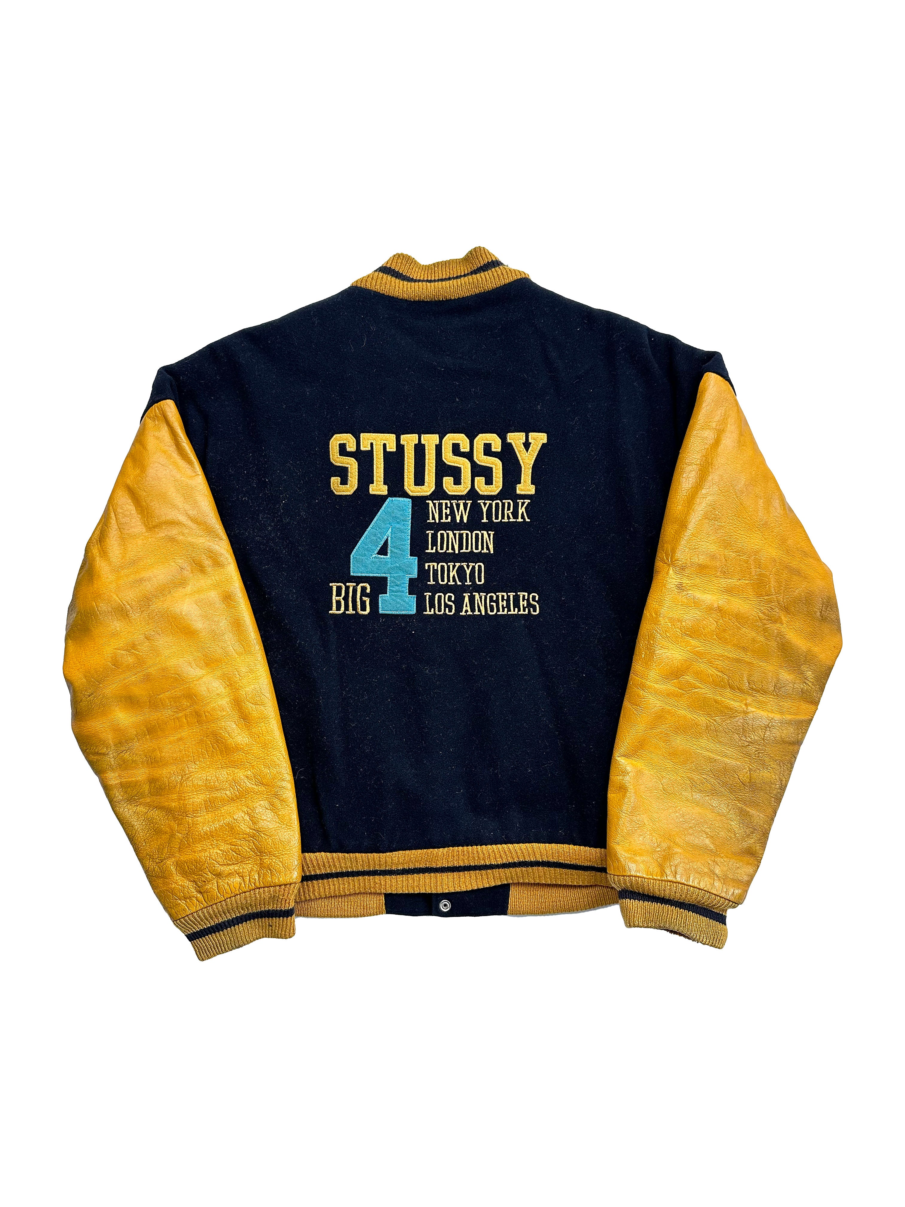 Stussy Big 4 Leather/Wool Varsity Jacket 1998