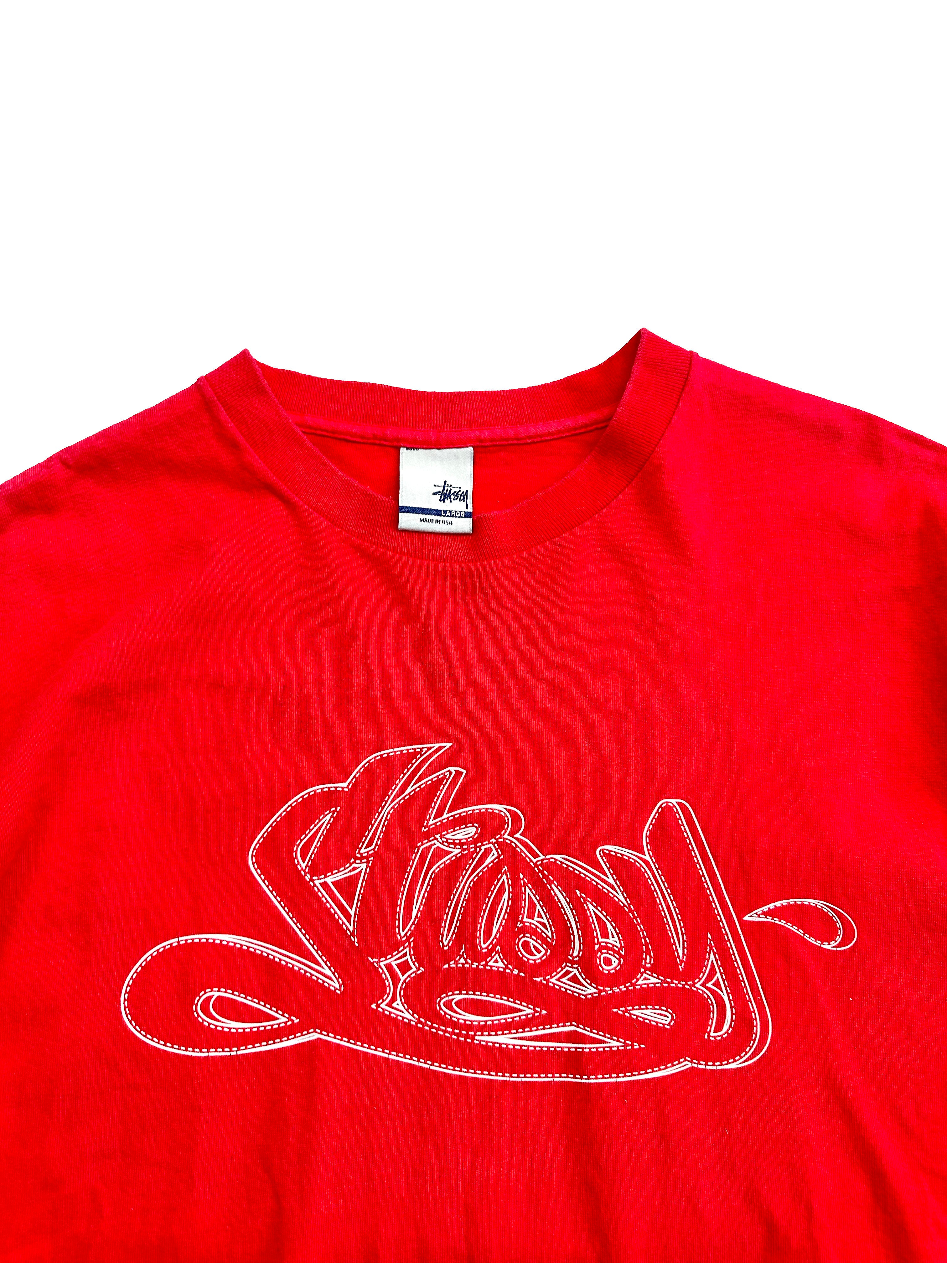 Stussy Red Spell Out T-shirt 00's