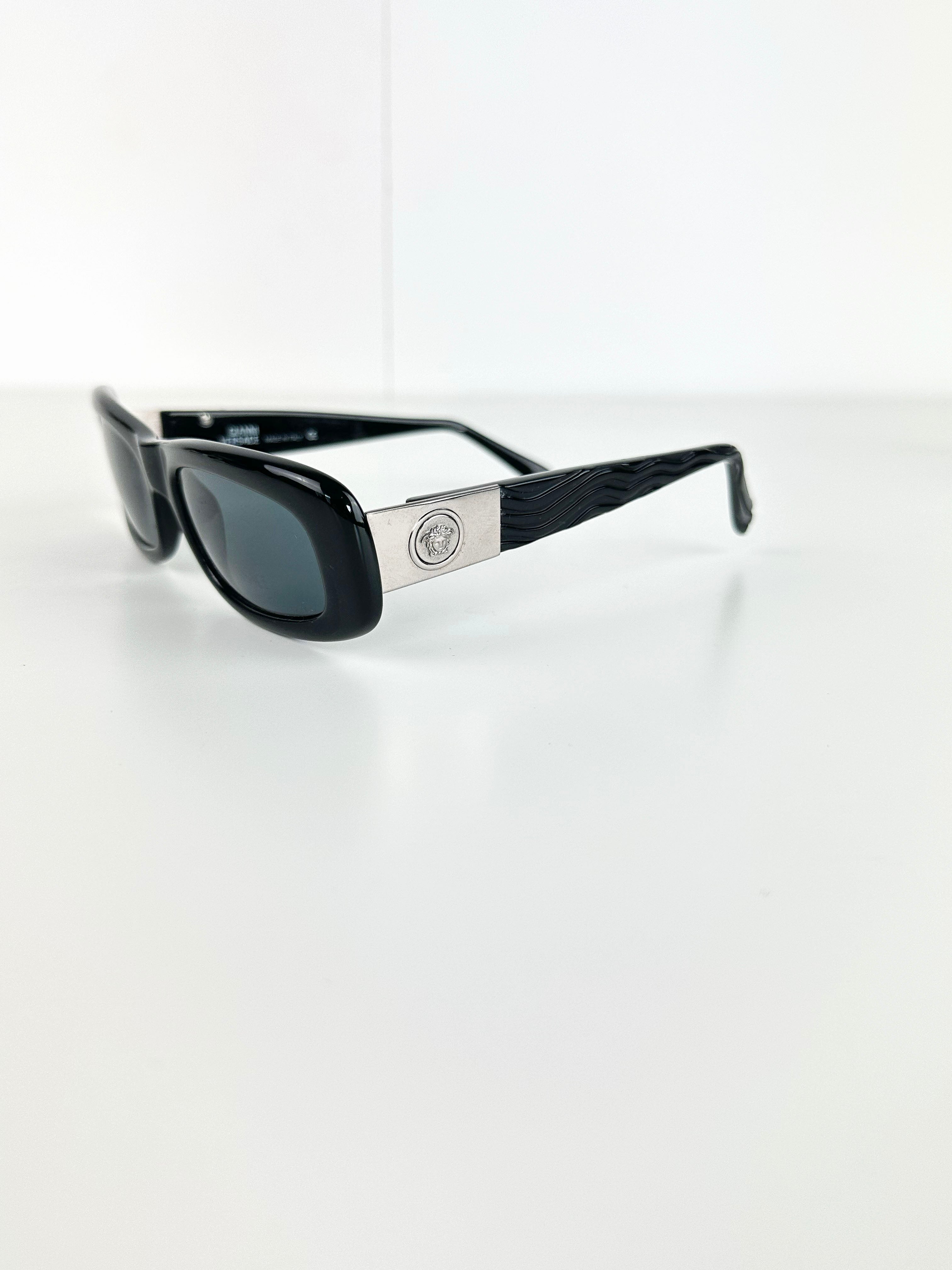 Versace Black Medusa Patterned Sunglasses 90's