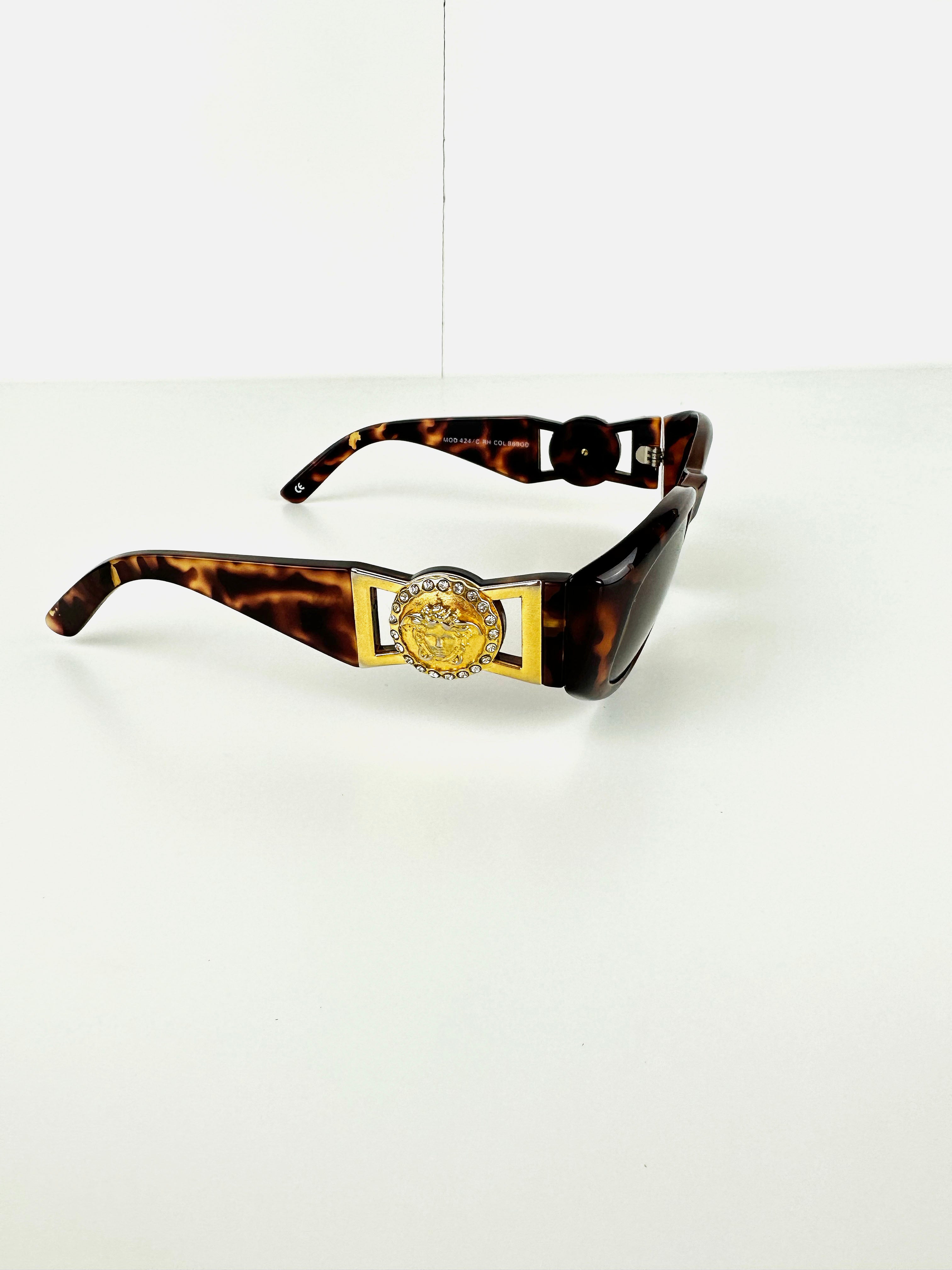 Versace Medusa Diamanté Tortoise Shell Sunglasses 90's