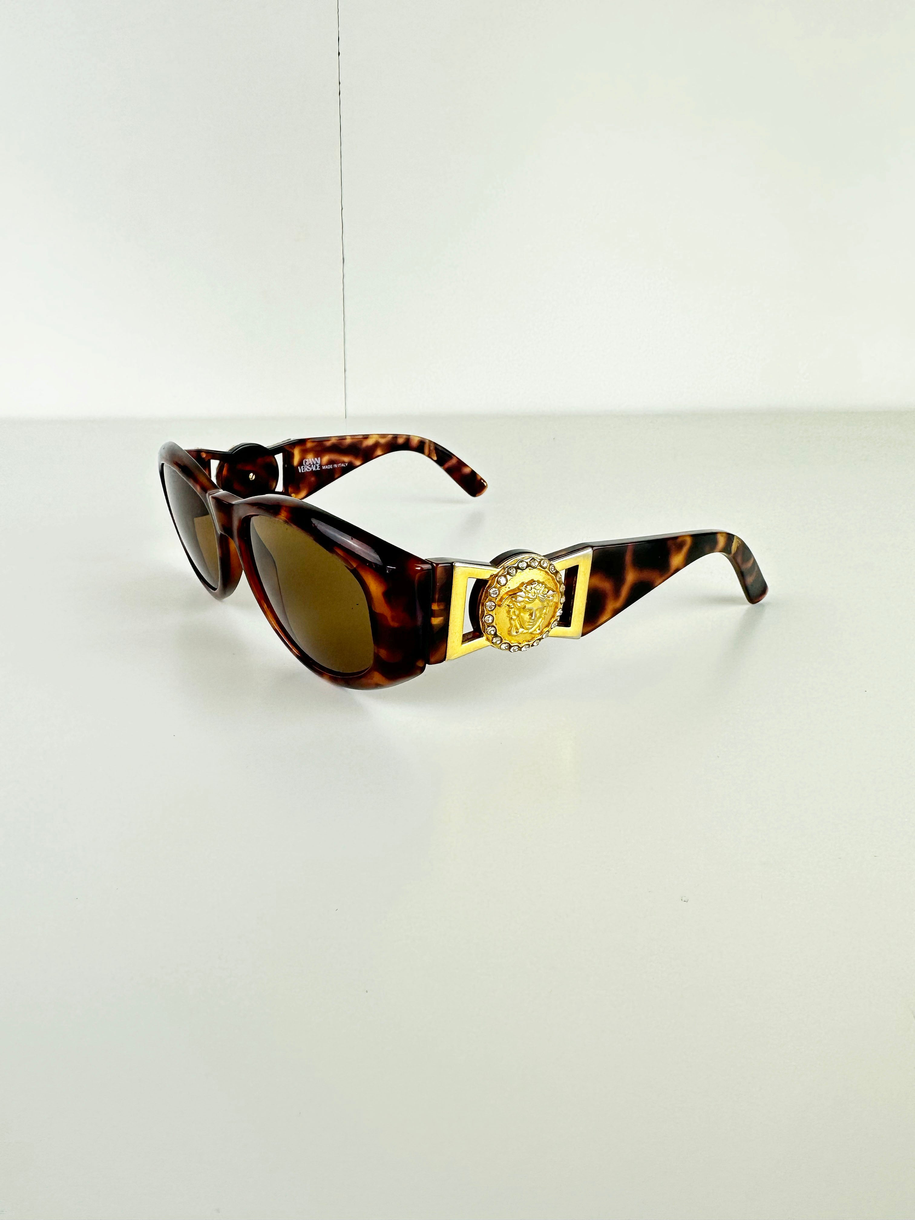 Versace Medusa Diamanté Tortoise Shell Sunglasses 90's