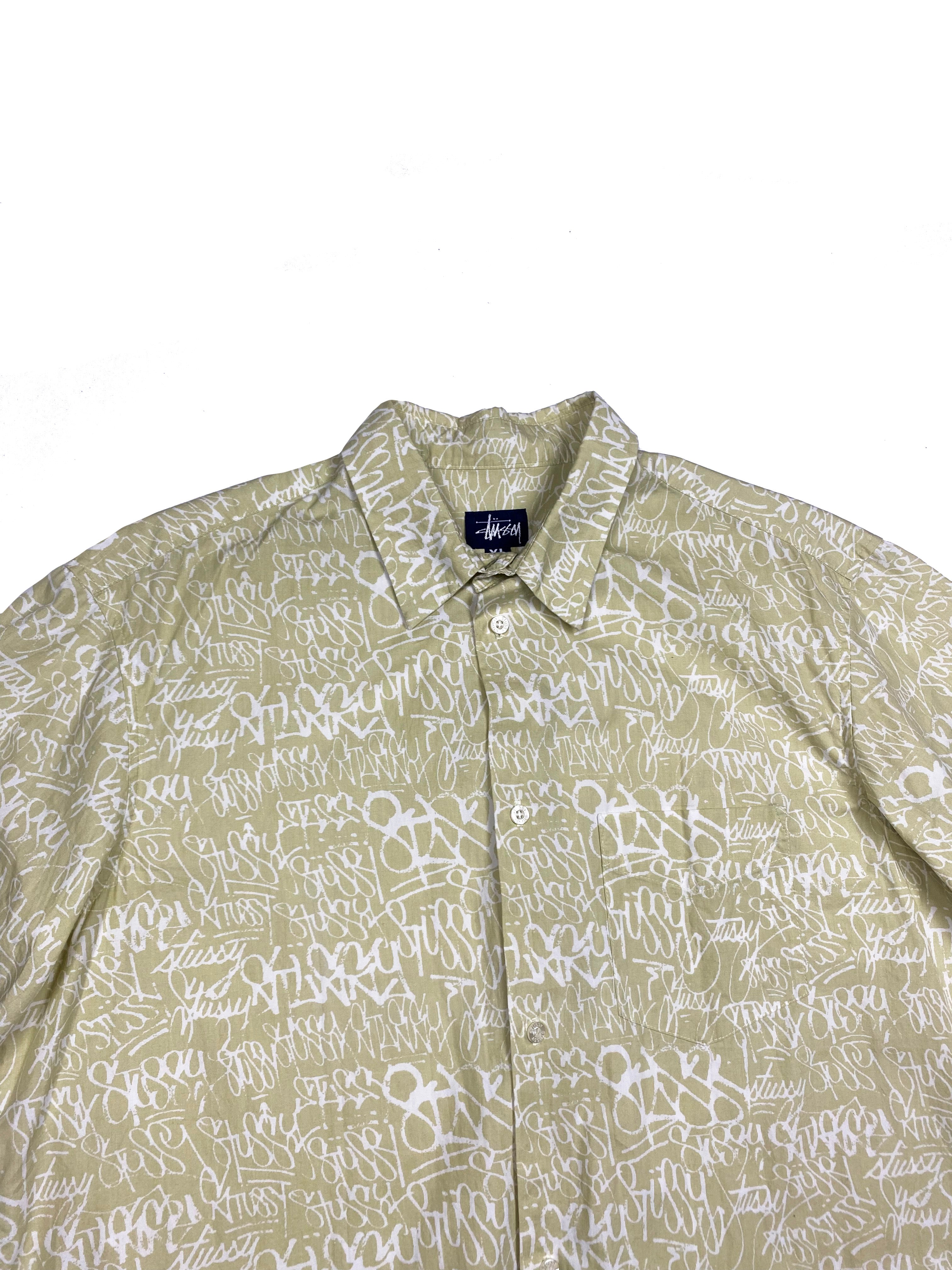 Stussy Beige Spell Out Shirt 90's