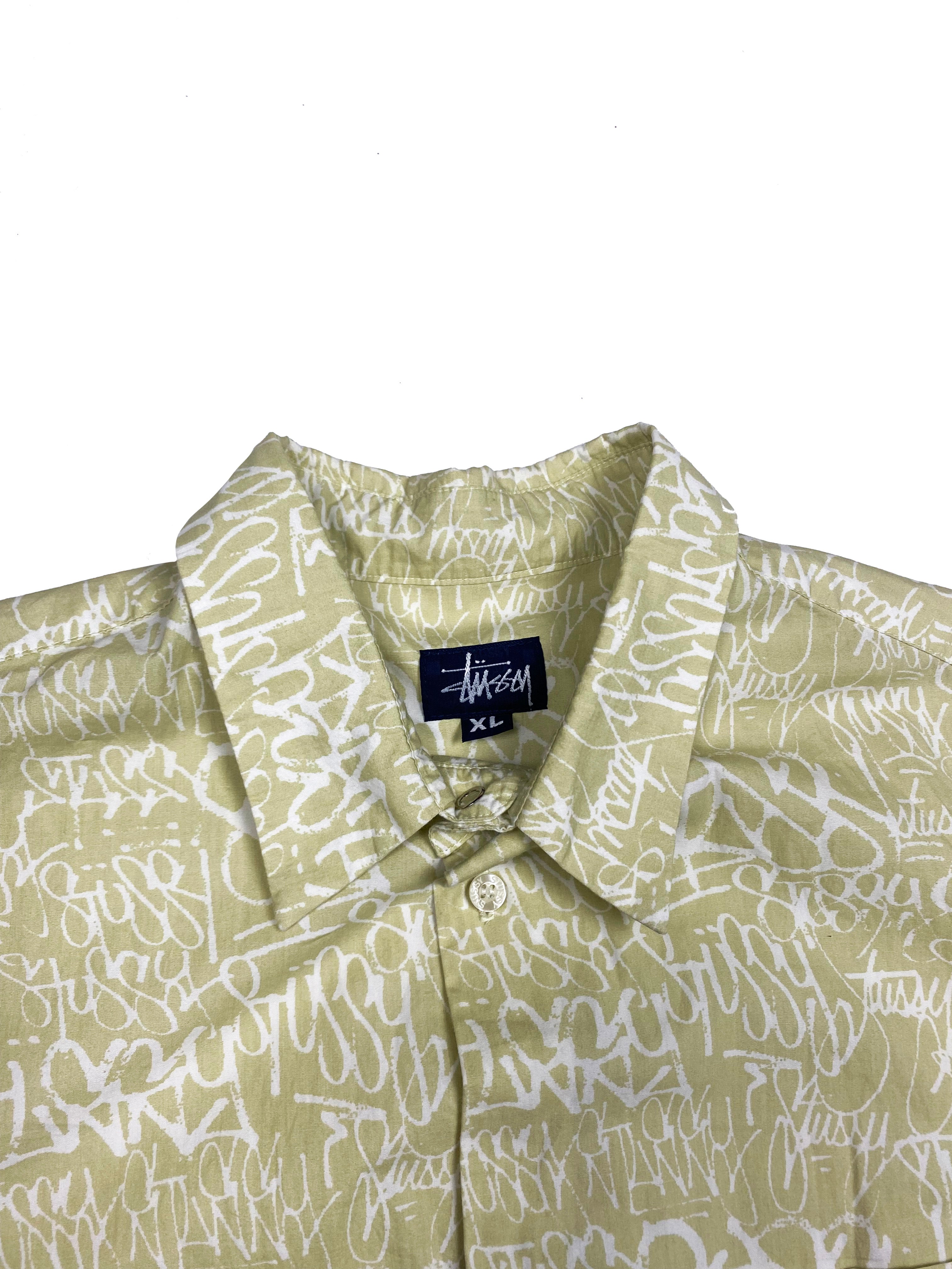 Stussy Beige Spell Out Shirt 90's