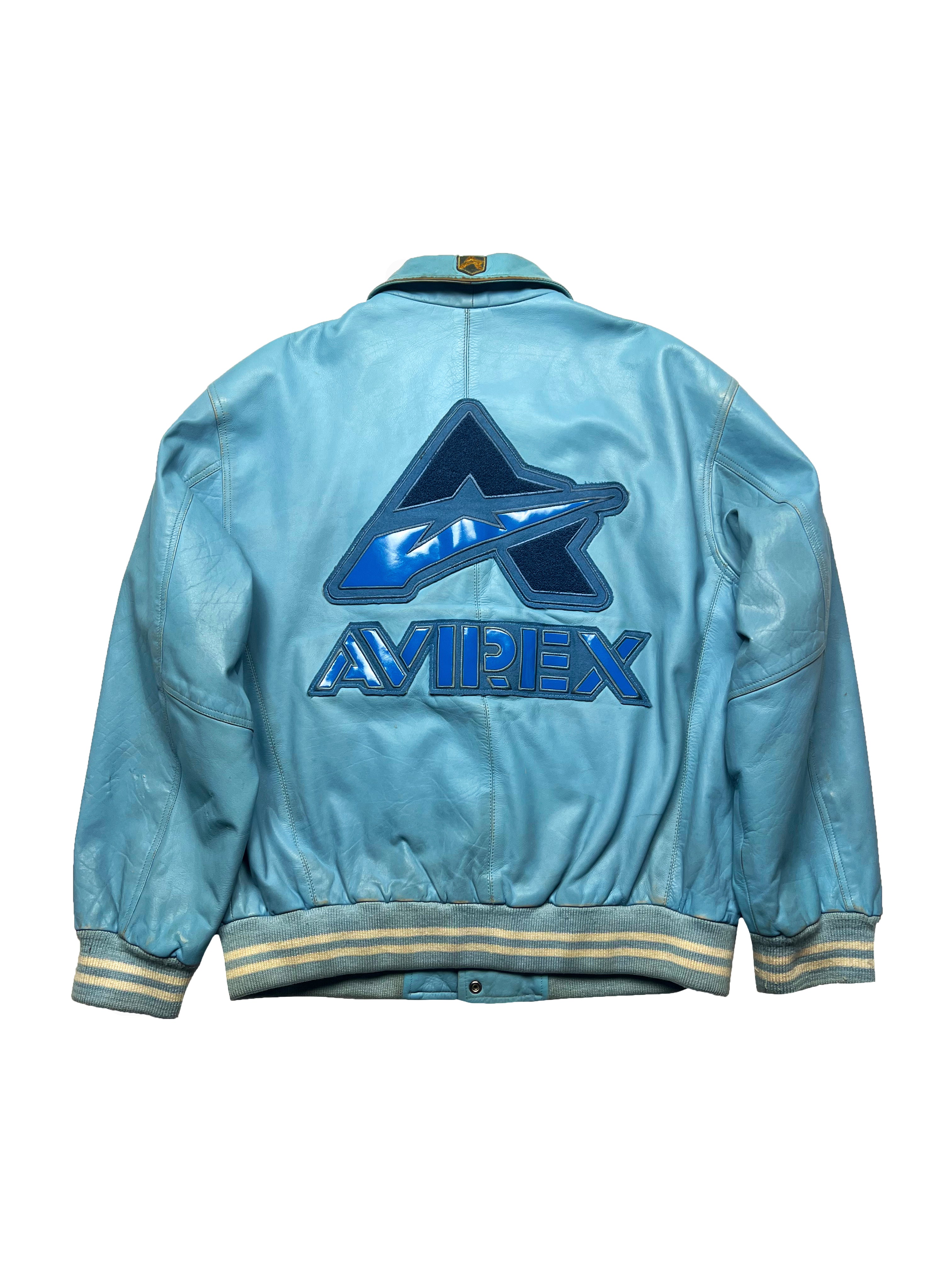 Avirex Baby Blue Leather Jacket 90's
