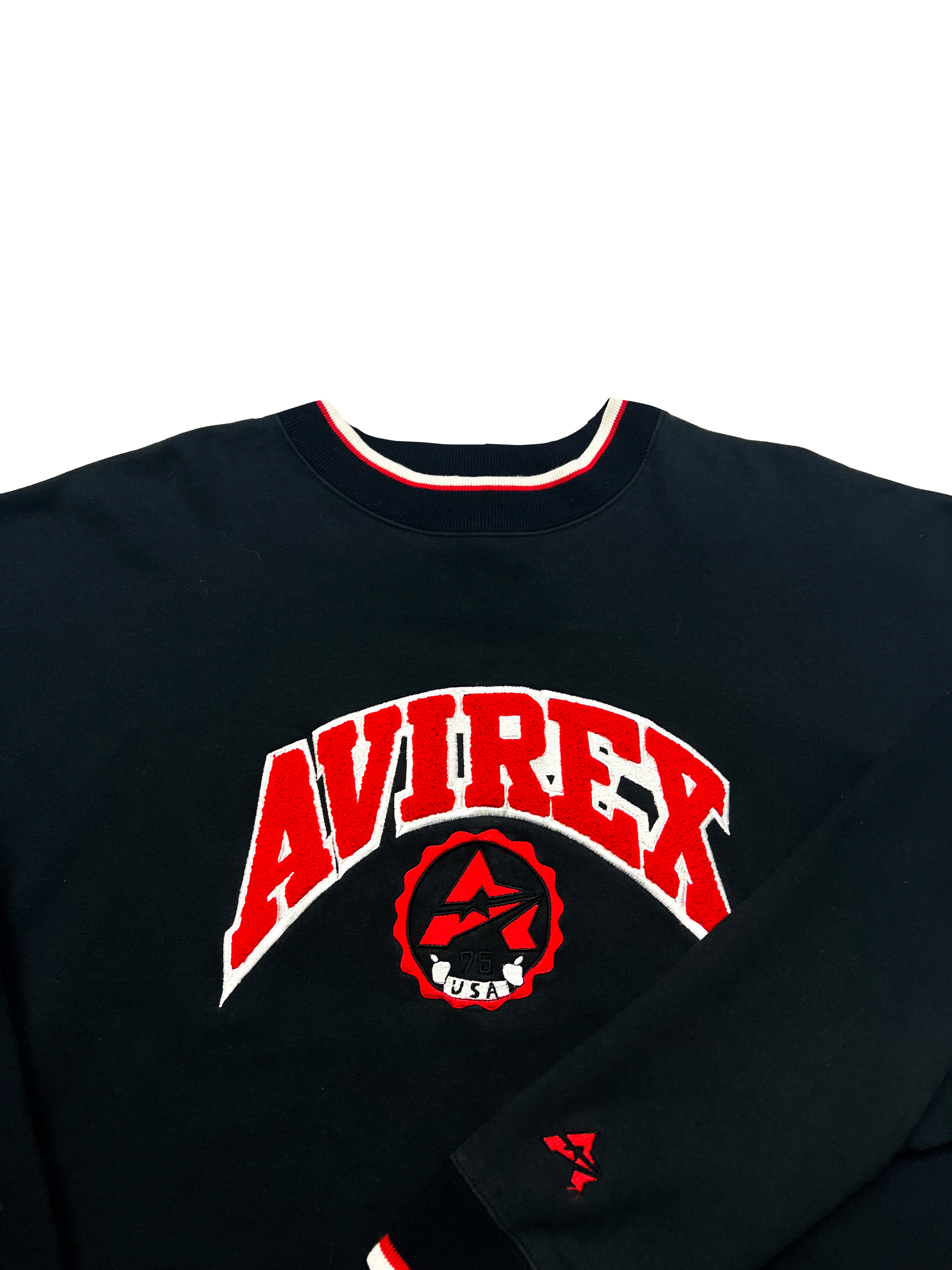 Avirex Black & Red Spell Out Jumper 90's
