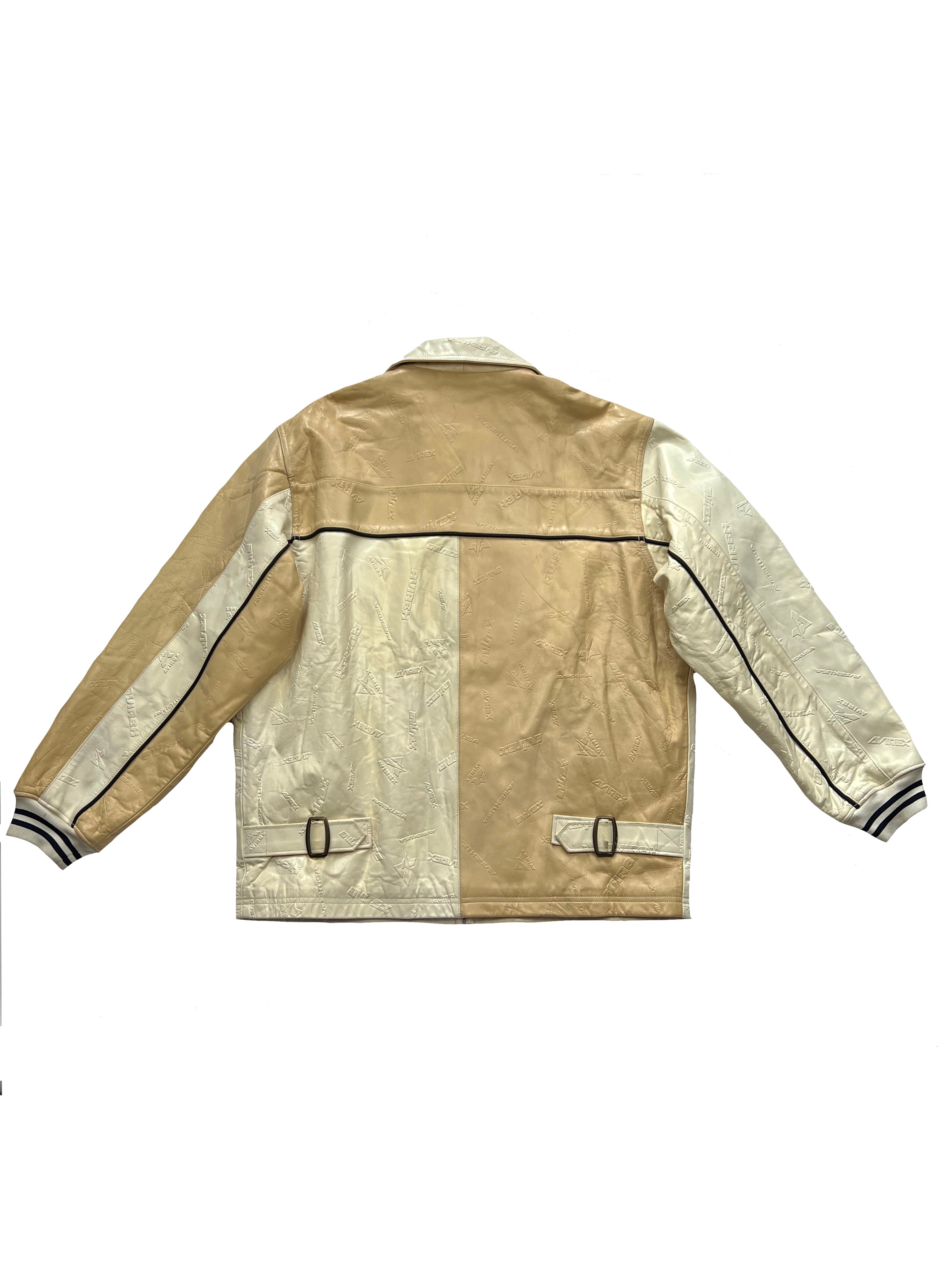 Avirex Beige Embossed Leather Jacket 90's