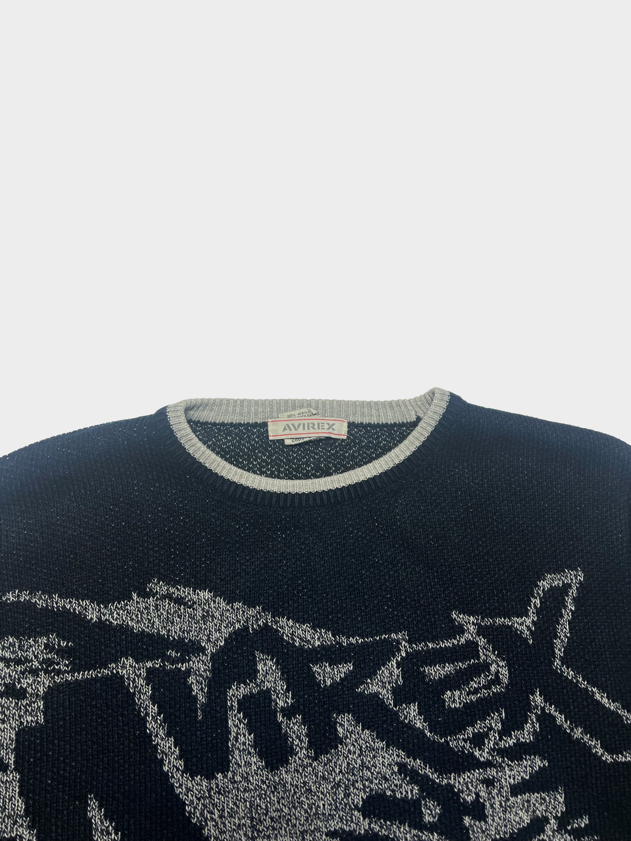 Avirex First American Black Knit Jumper 90 s Sekkle