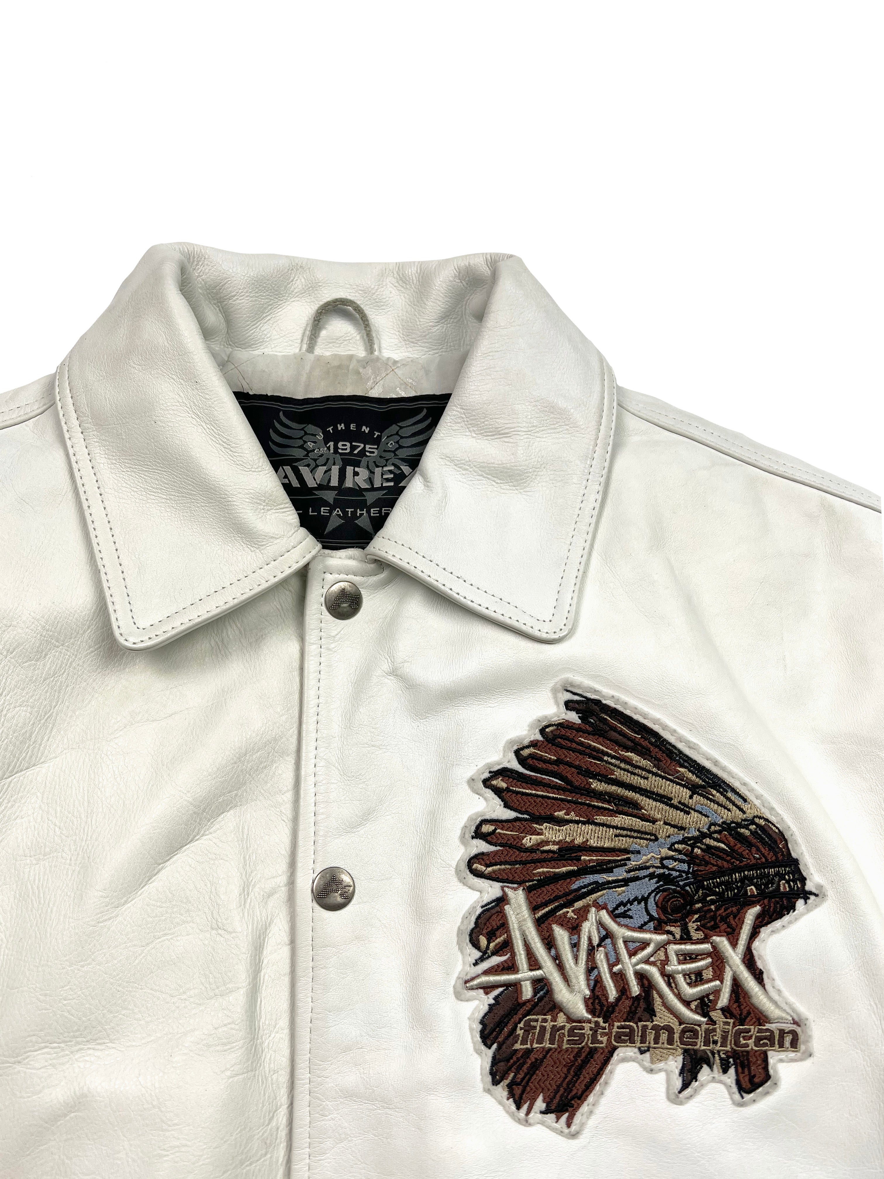 Avirex 'First American' White Leather Jacket 00's