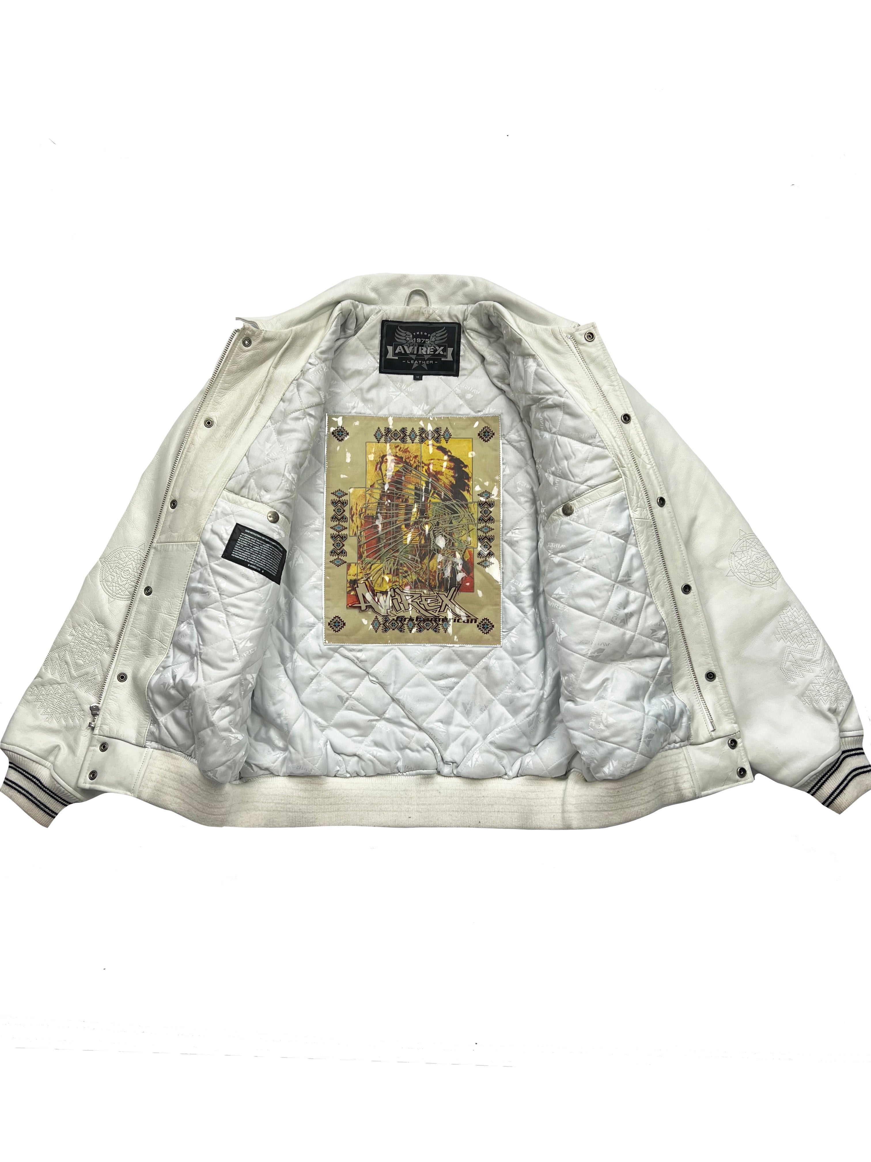 Avirex 'First American' White Leather Jacket 00's