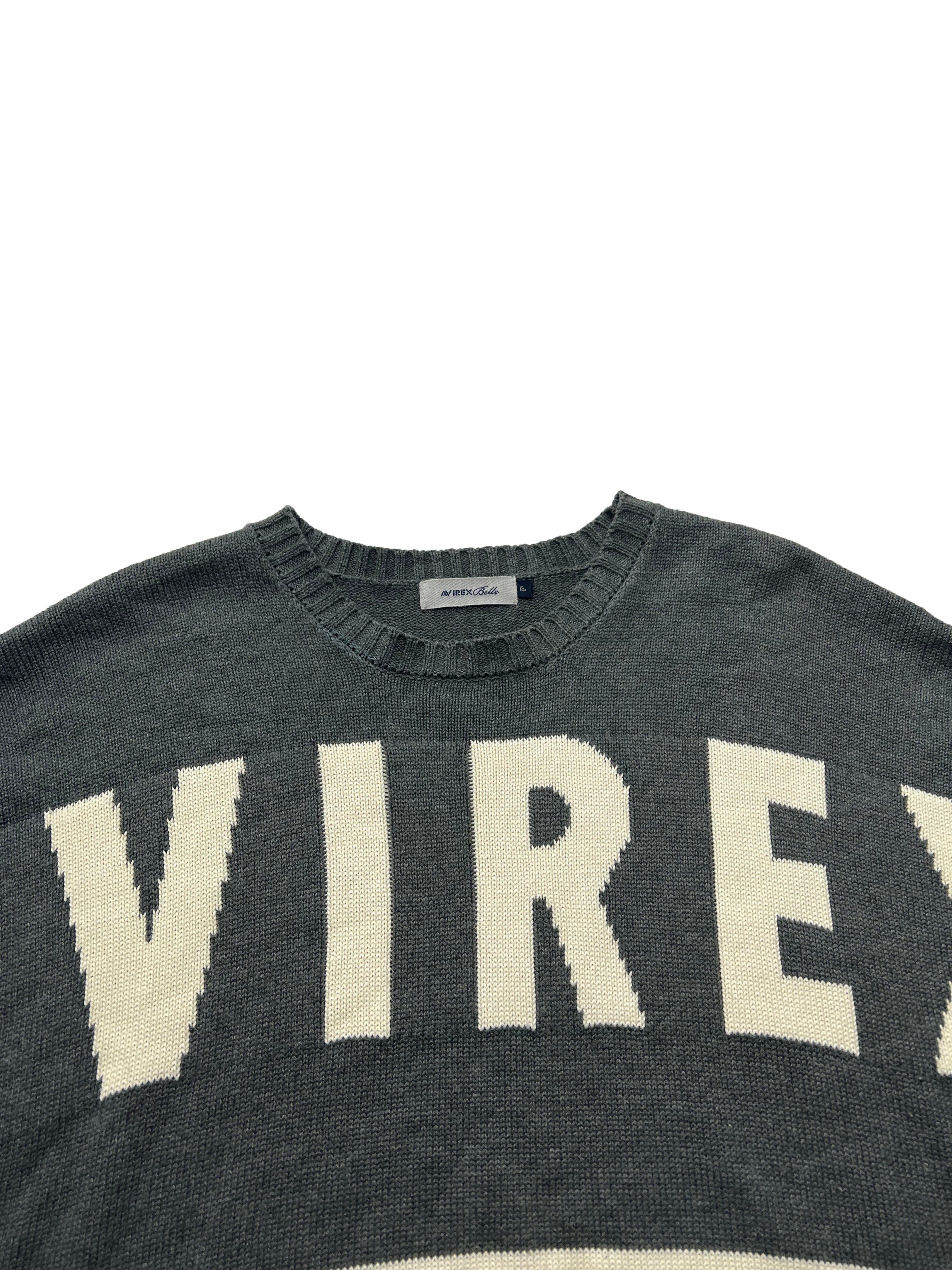 Avirex Grey & Beige Spell Out Knit