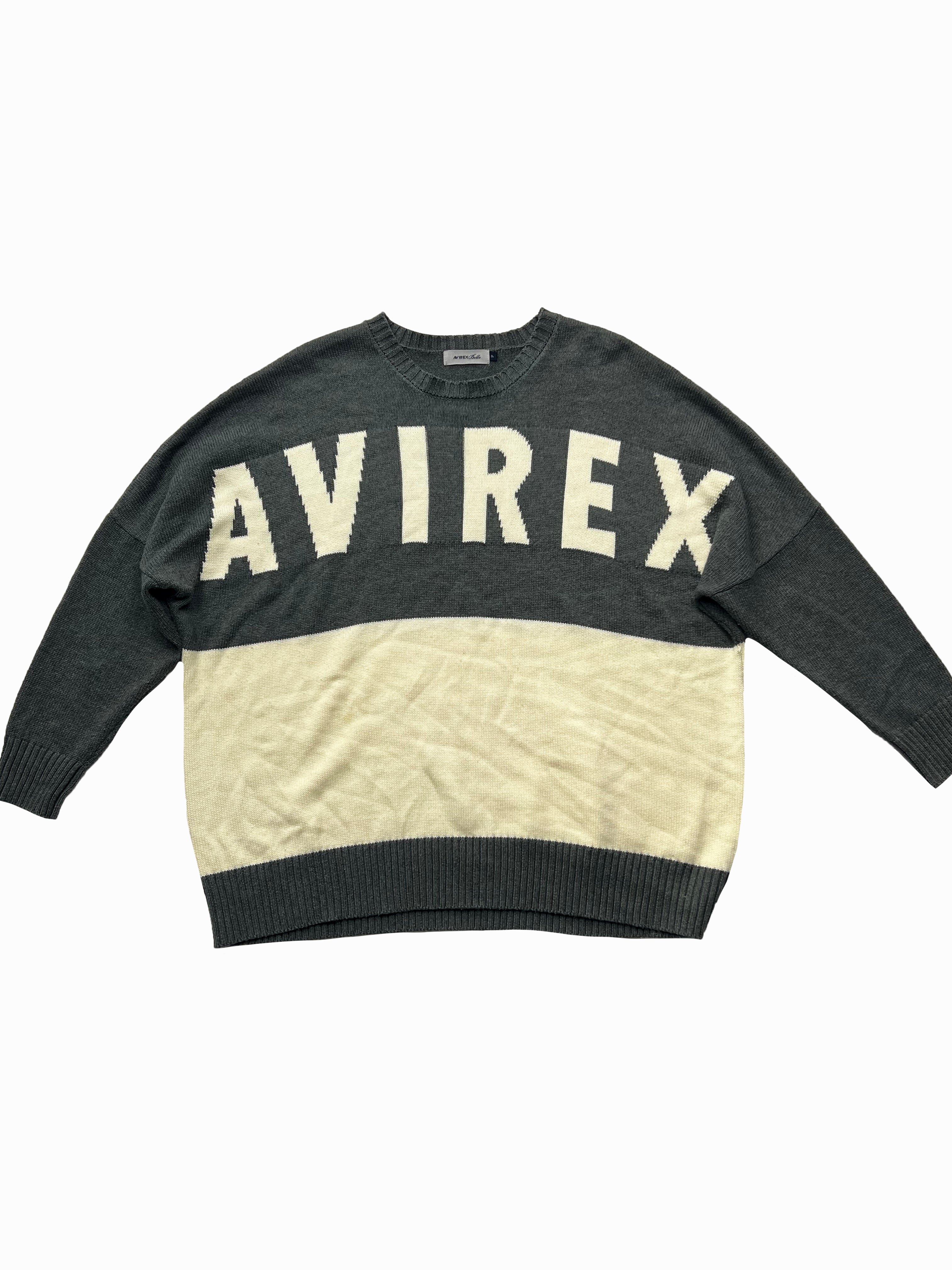 Avirex Grey & Beige Spell Out Knit