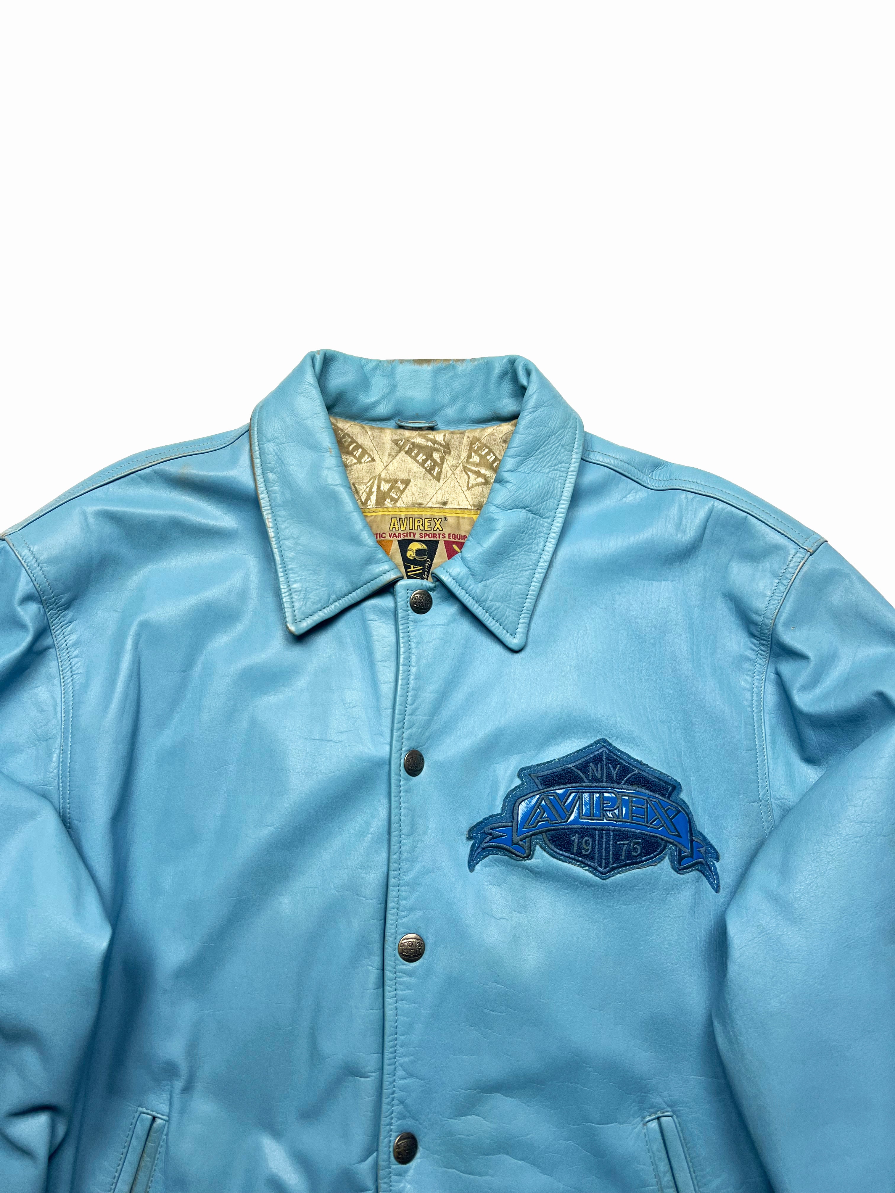 Avirex Baby Blue Leather Jacket 90's