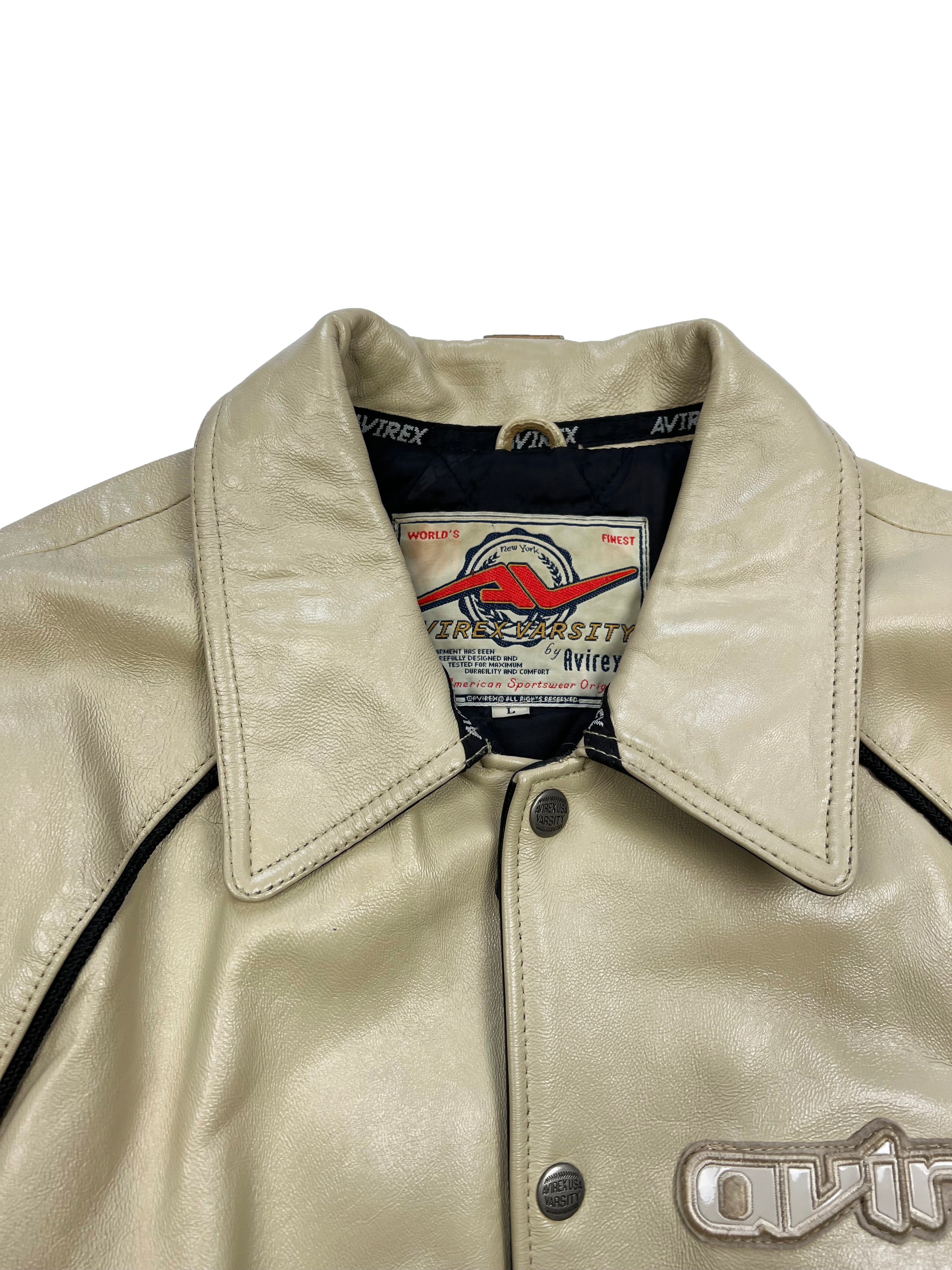 Avirex Olive Dragon Leather Jacket 90's