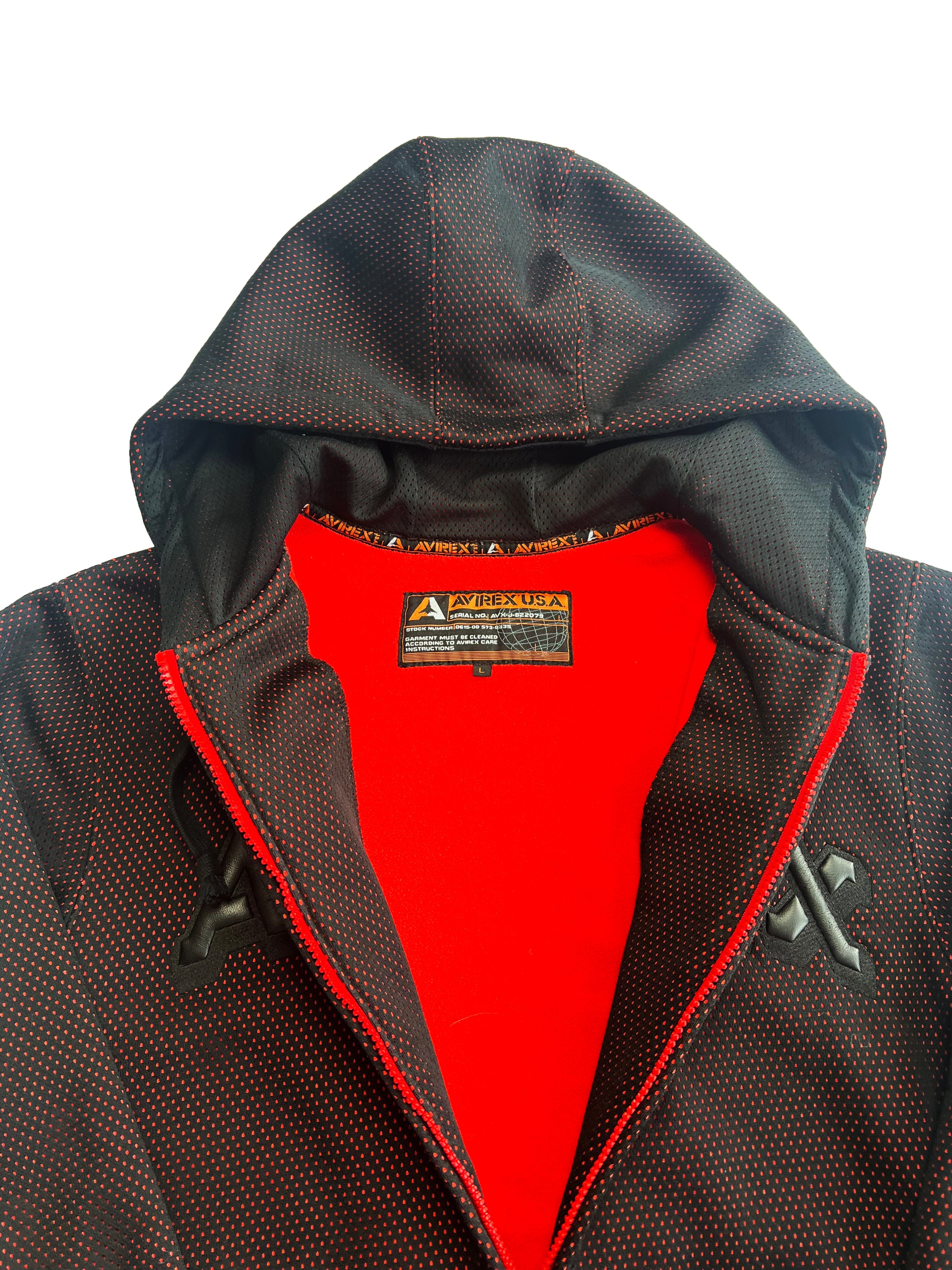 Avirex Perforated Black/Red Hoodie 00's