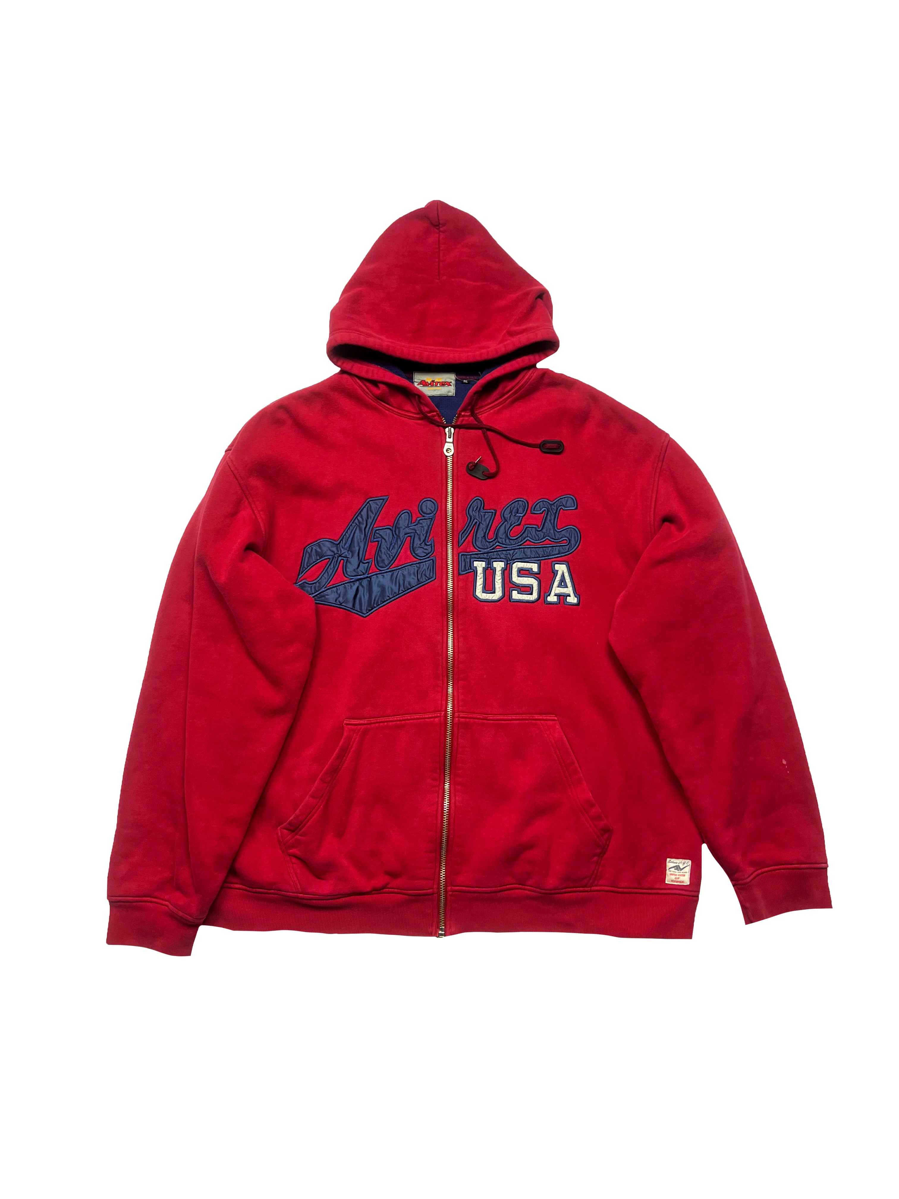 Avirex Red Spell Out Hoodie 90's