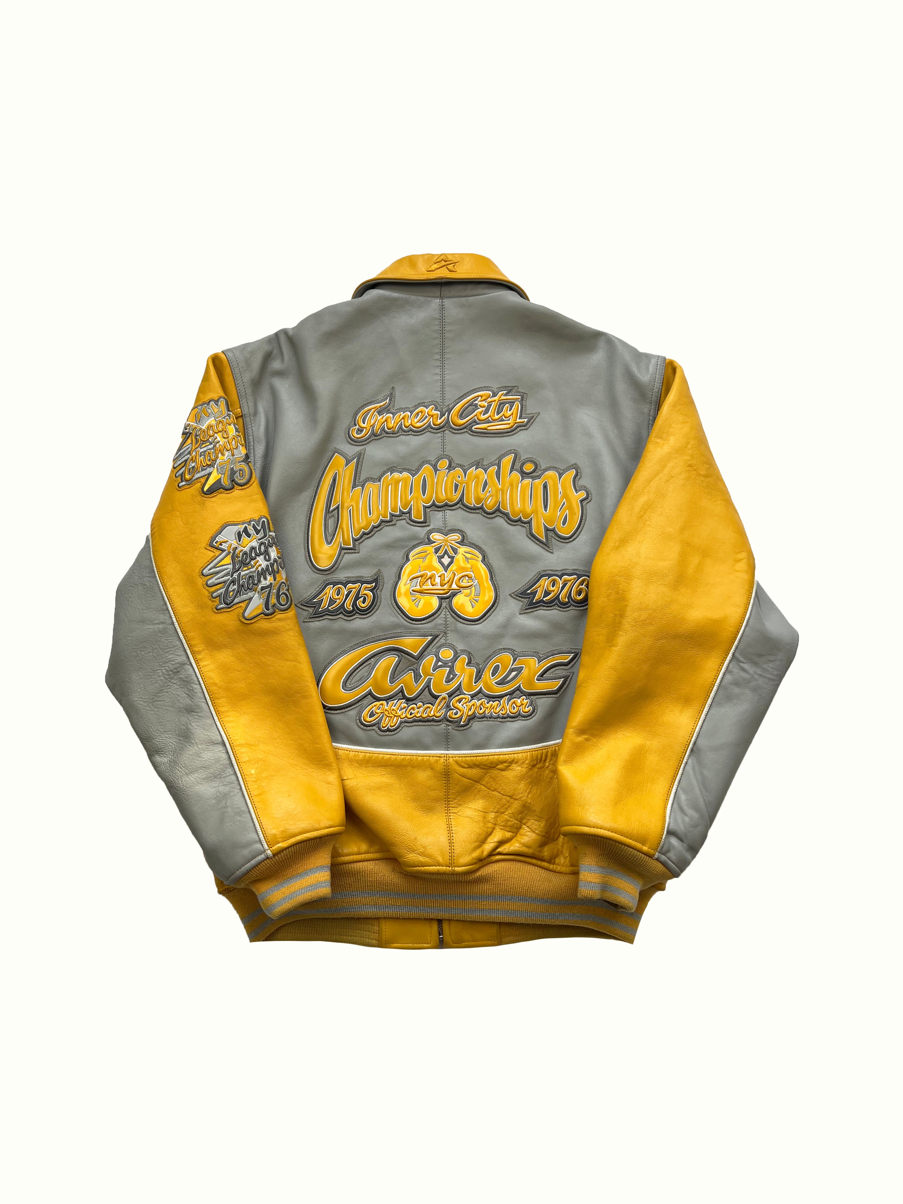 Yellow avirex hotsell leather jacket
