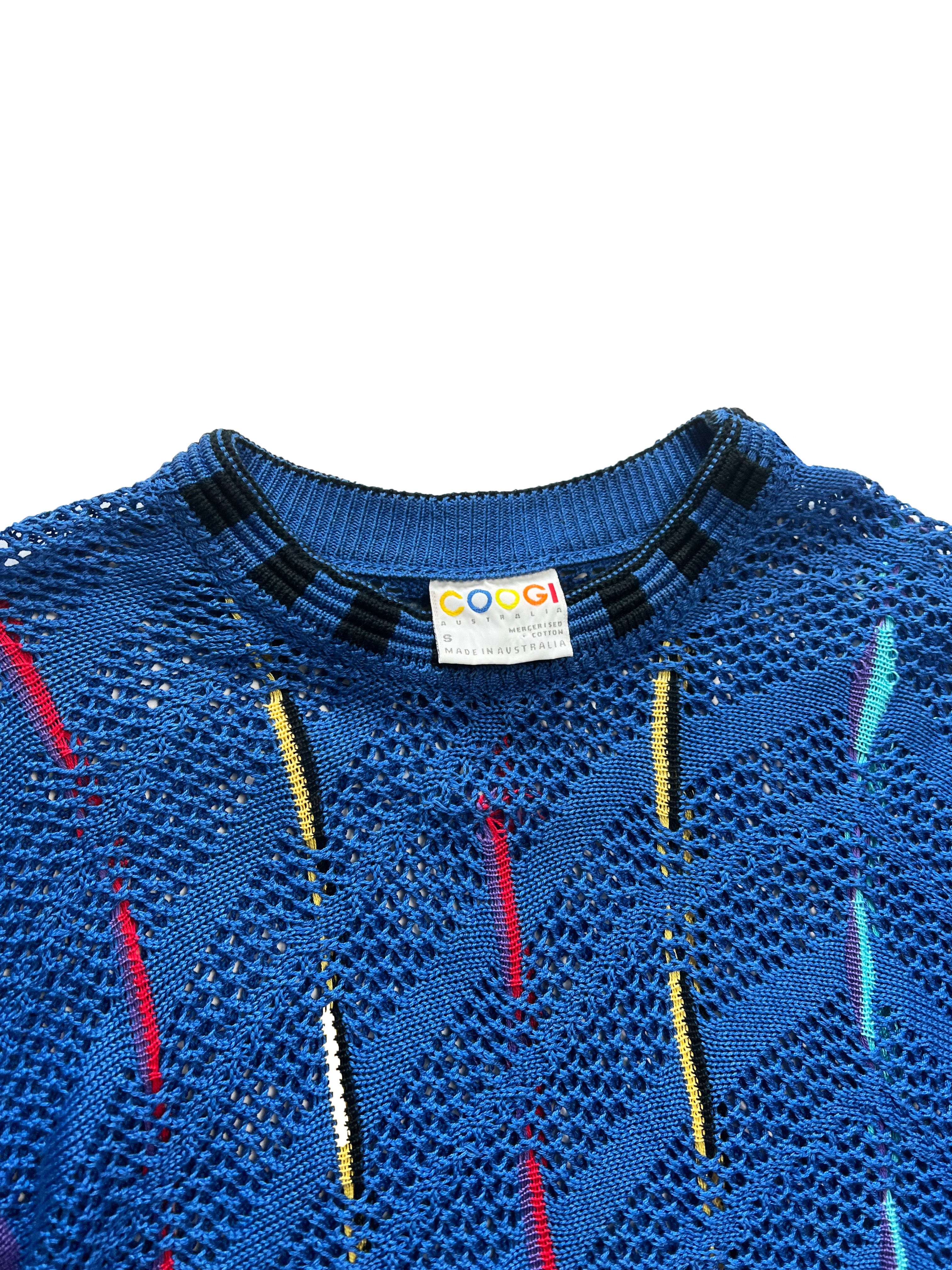 Coogi Blue Waffle Knit Jumper 90's