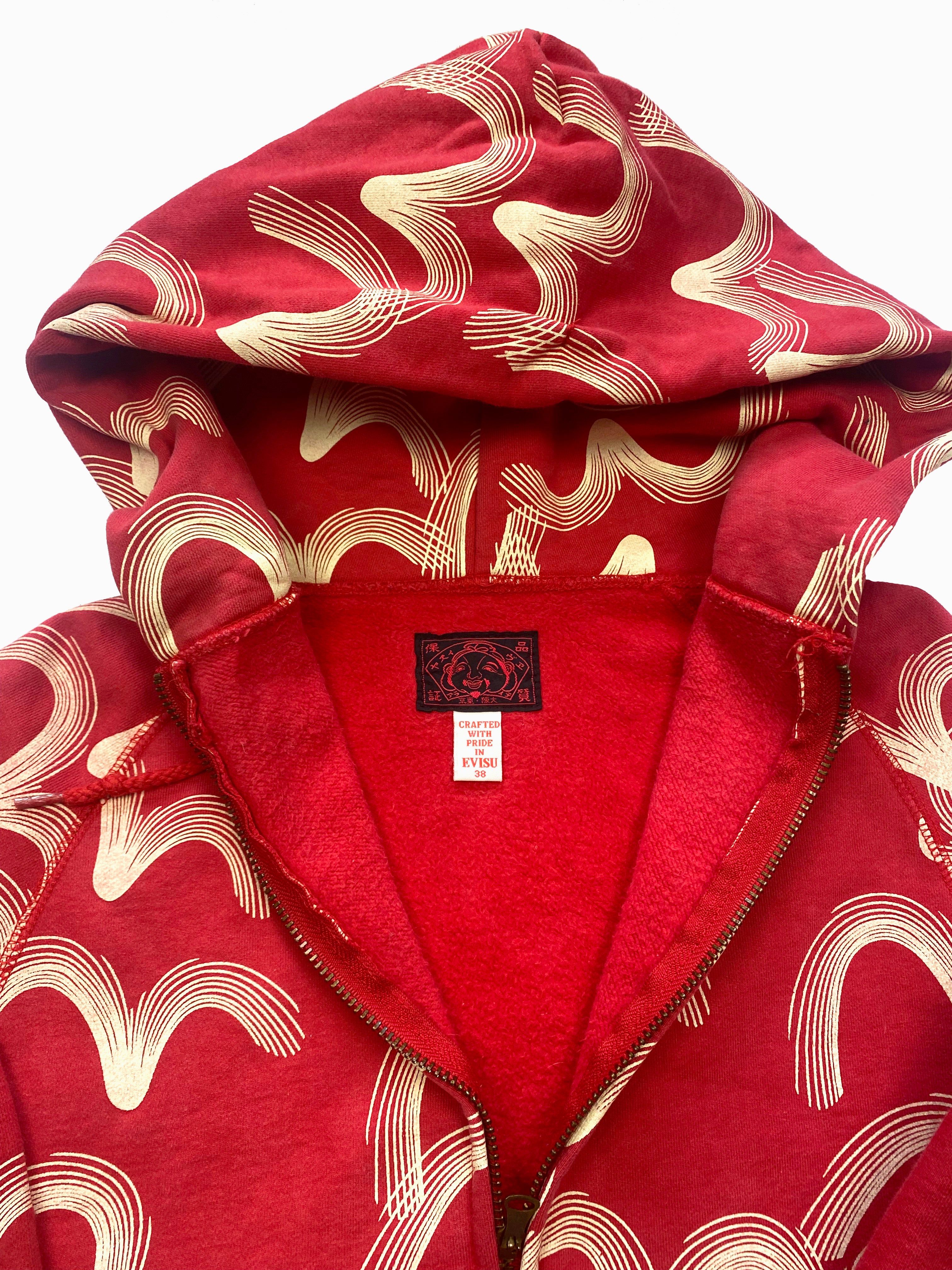 Evisu Red Gull Zip Up Hoodie 00's