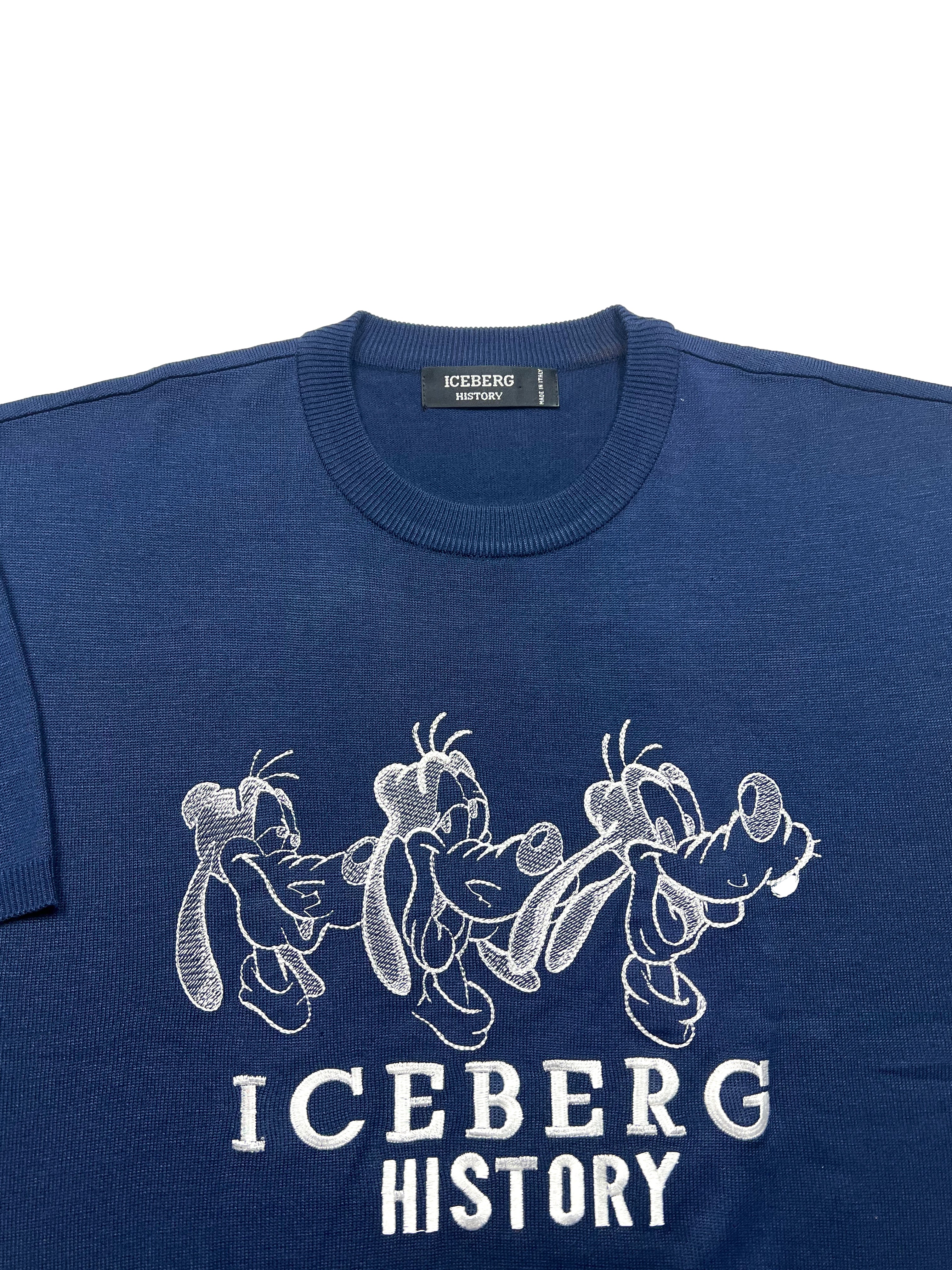 Iceberg Spell Out Navy Short Sleeve Knit 90's