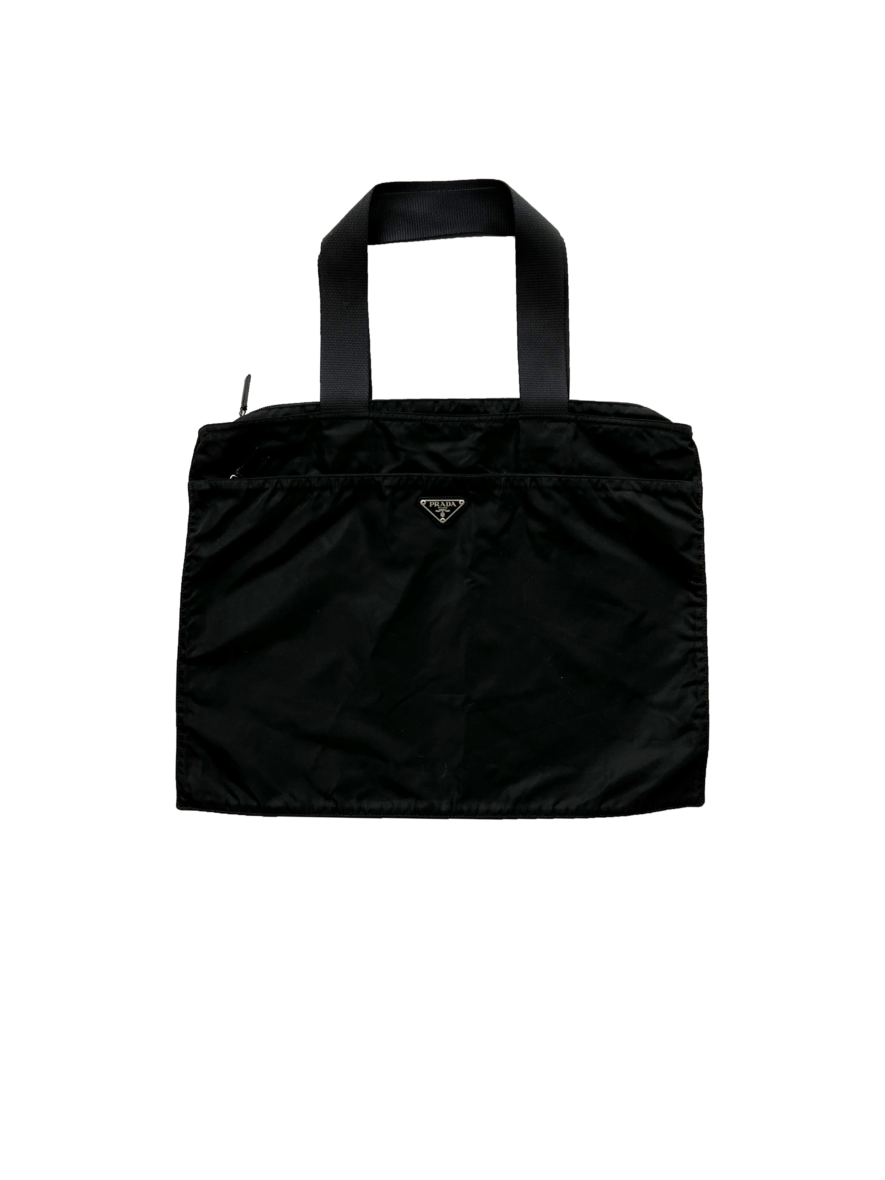 prada nylon tote bag black