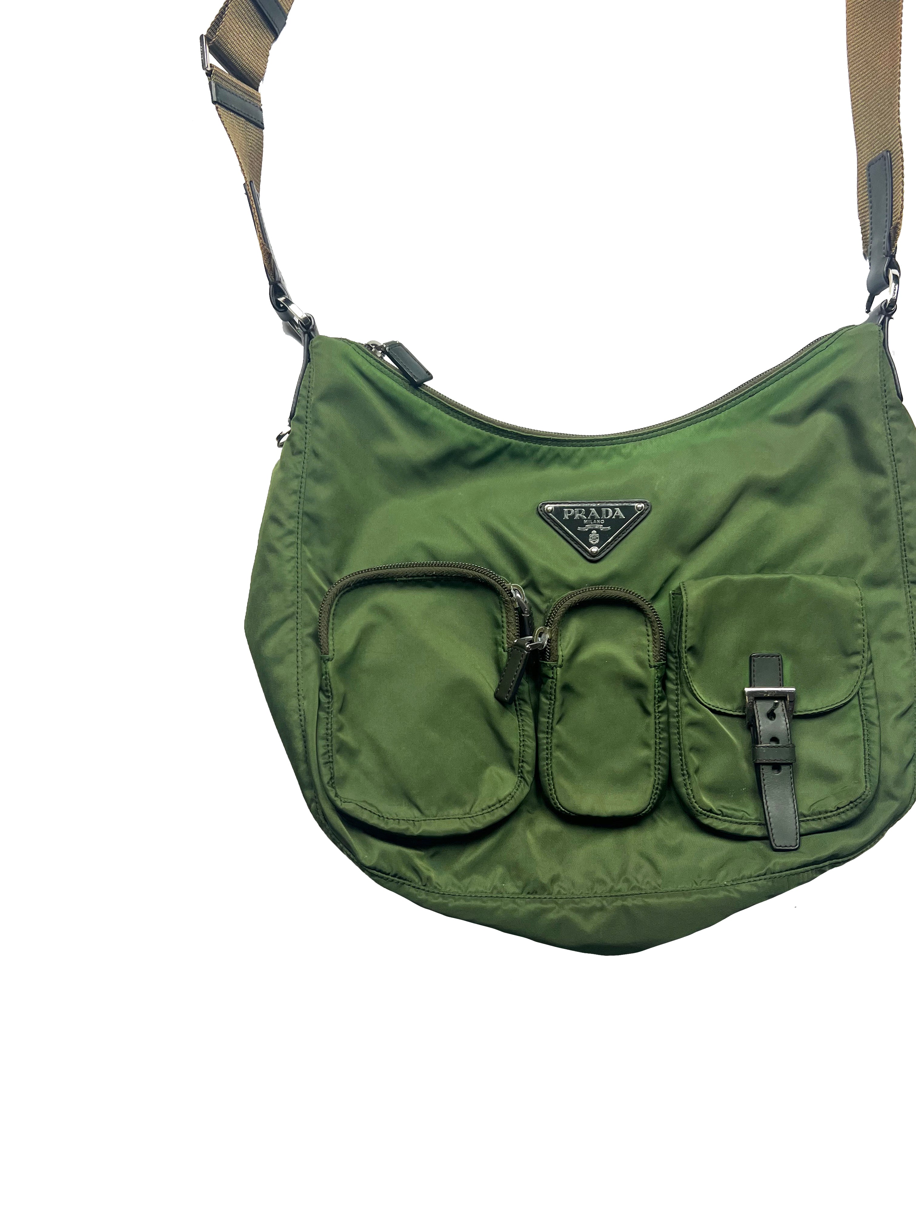 Prada Milano Green Multi Pocket Side Bag 2006