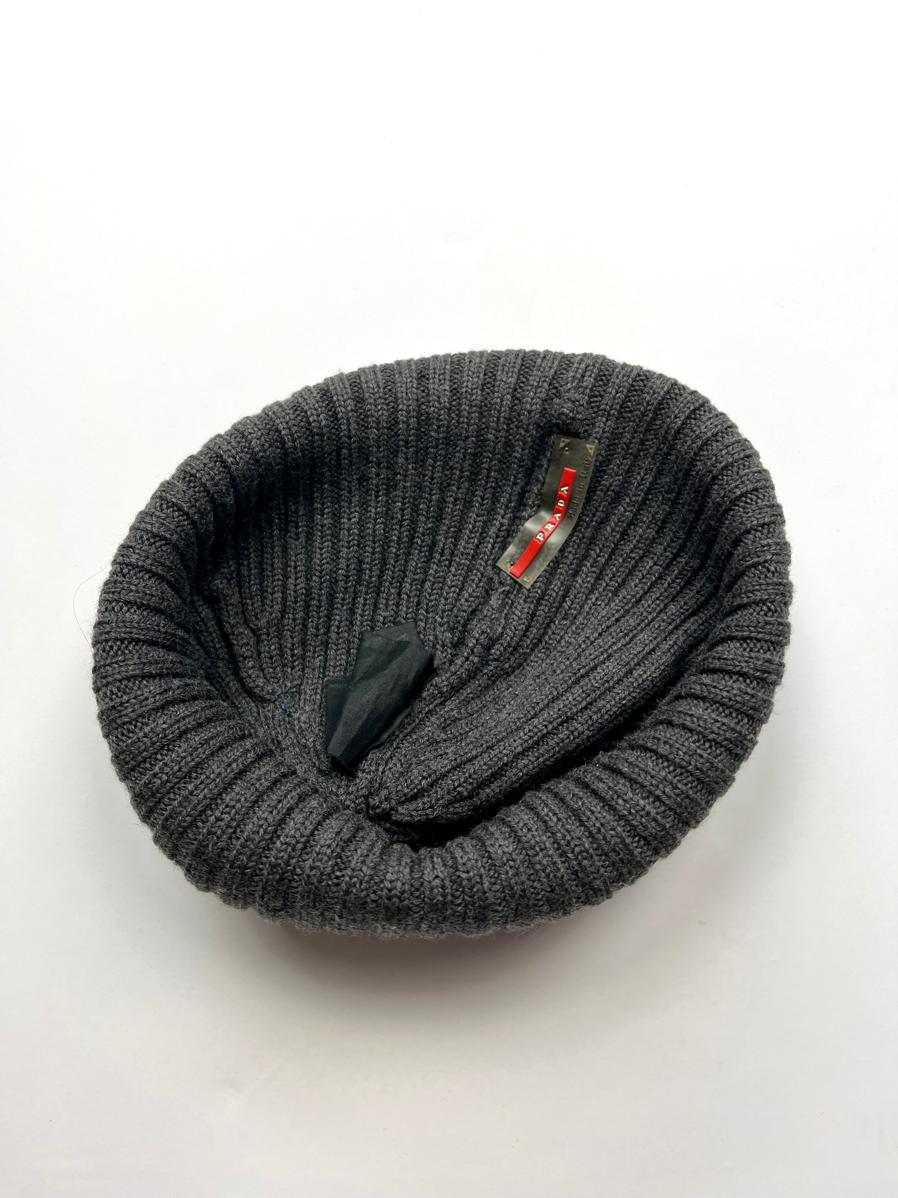 Prada Sport Charcoal Red Tab Beanie 00's