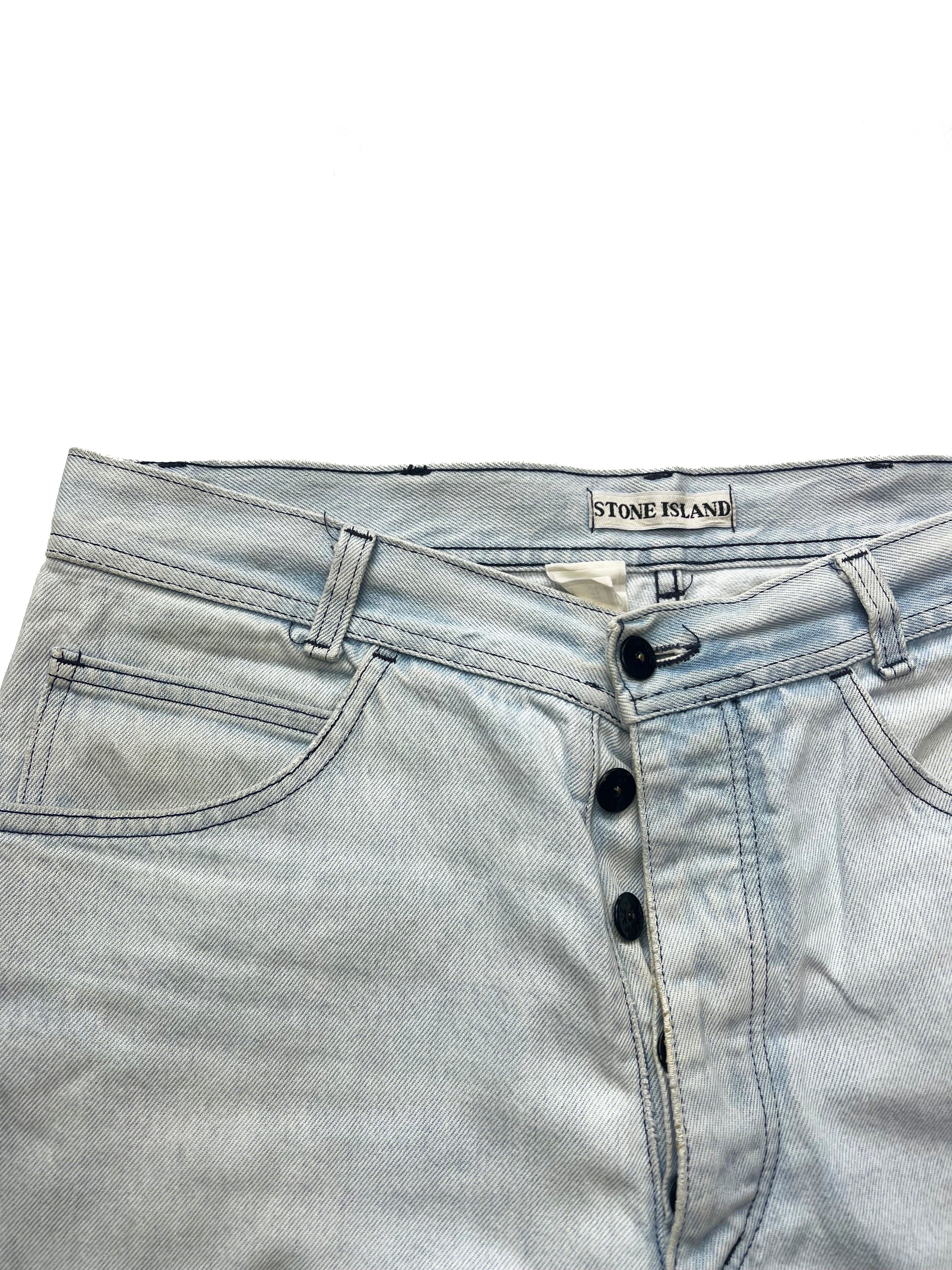 Stone island Light Blue Green Edged Jeans 1990