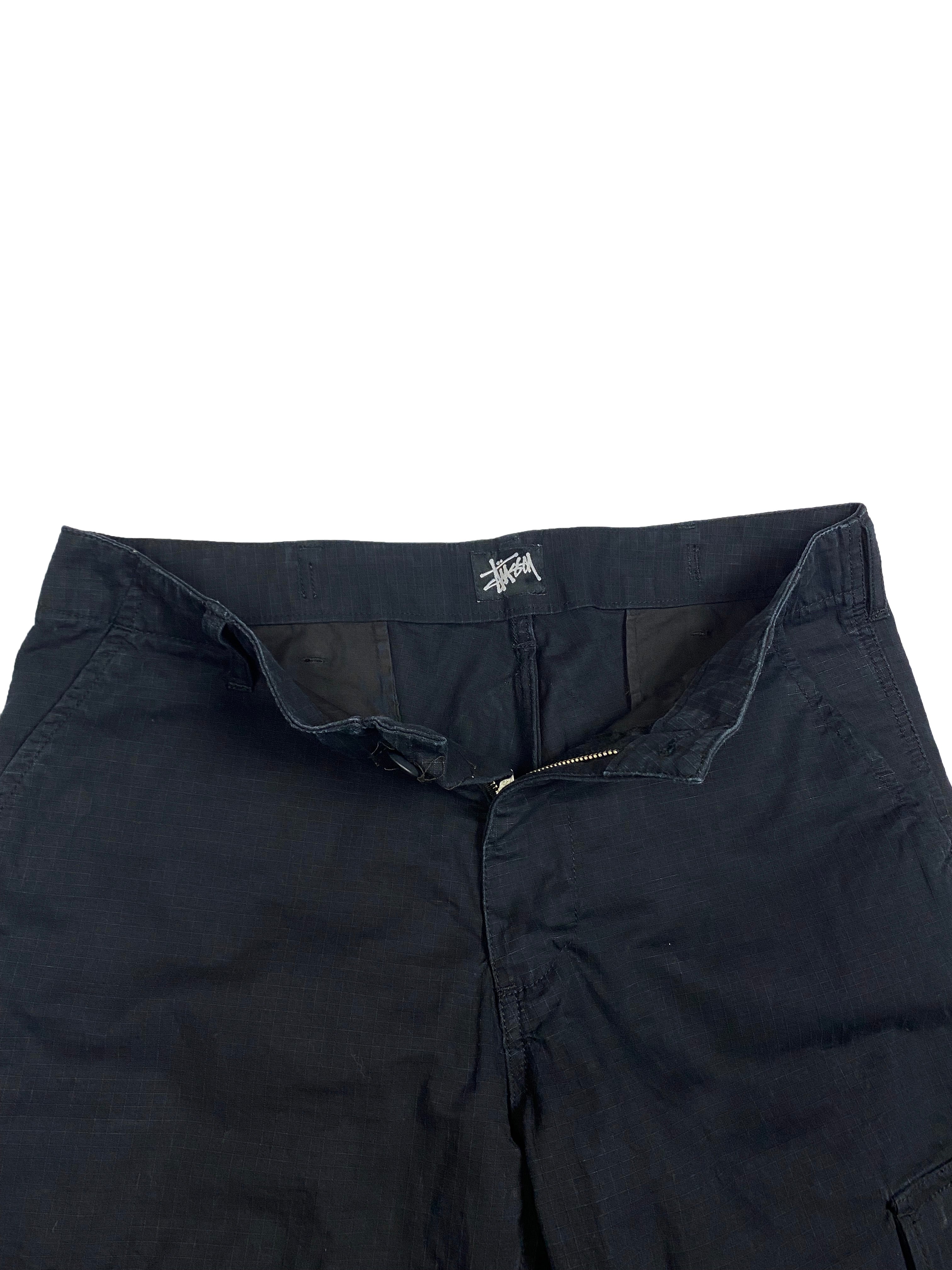 Stussy Black Ripstop Cargo Trousers 00's