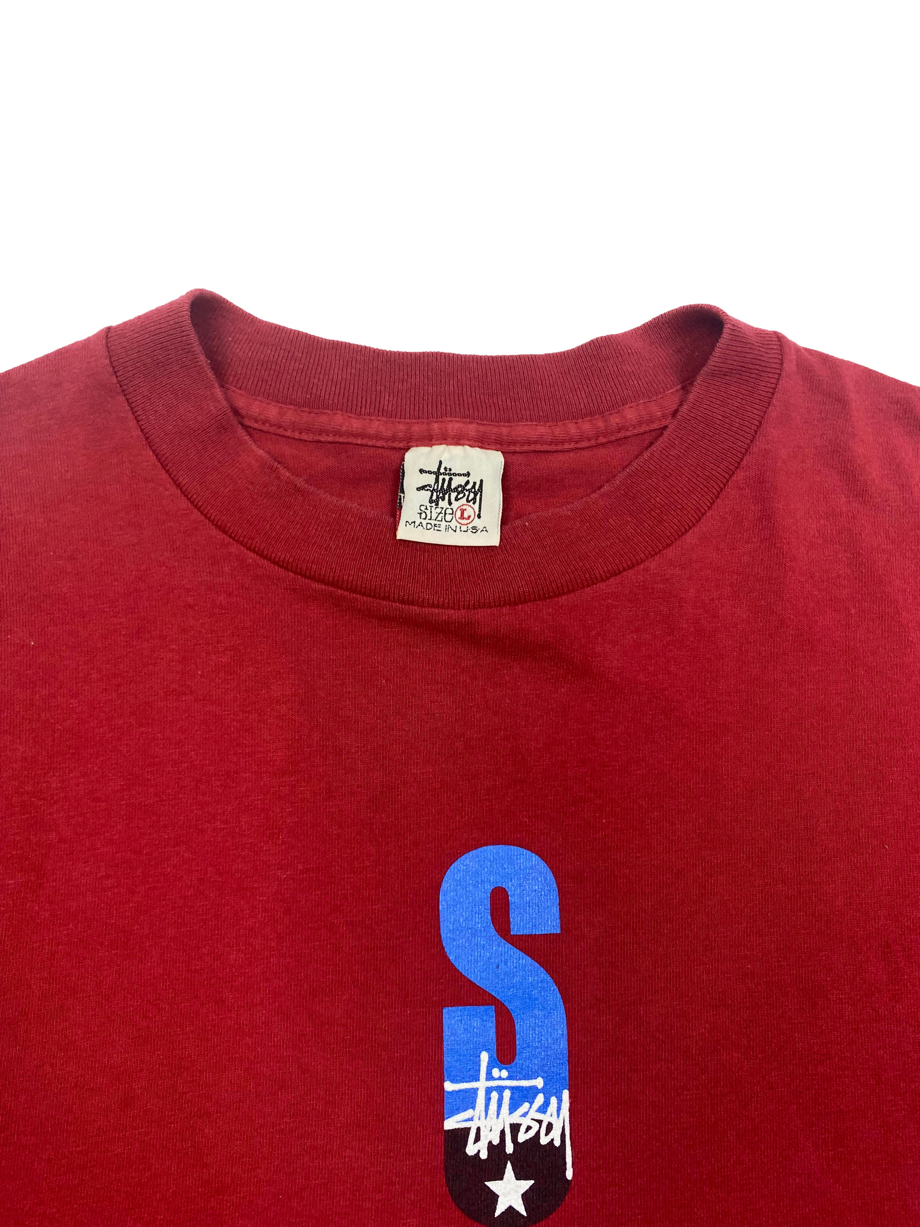 Stussy Burgundy 'S' T-shirt 1994