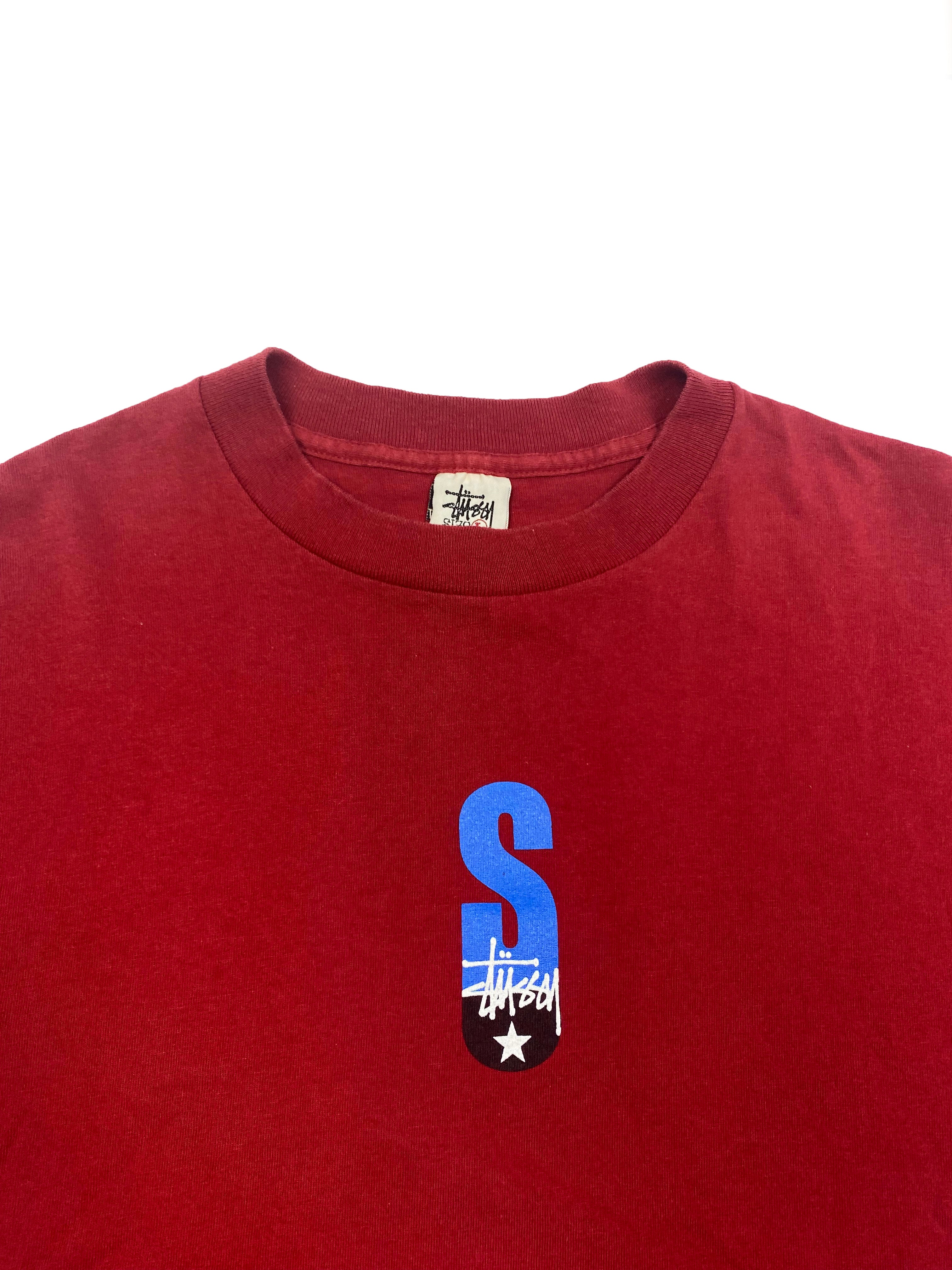 Stussy Burgundy 'S' T-shirt 1994