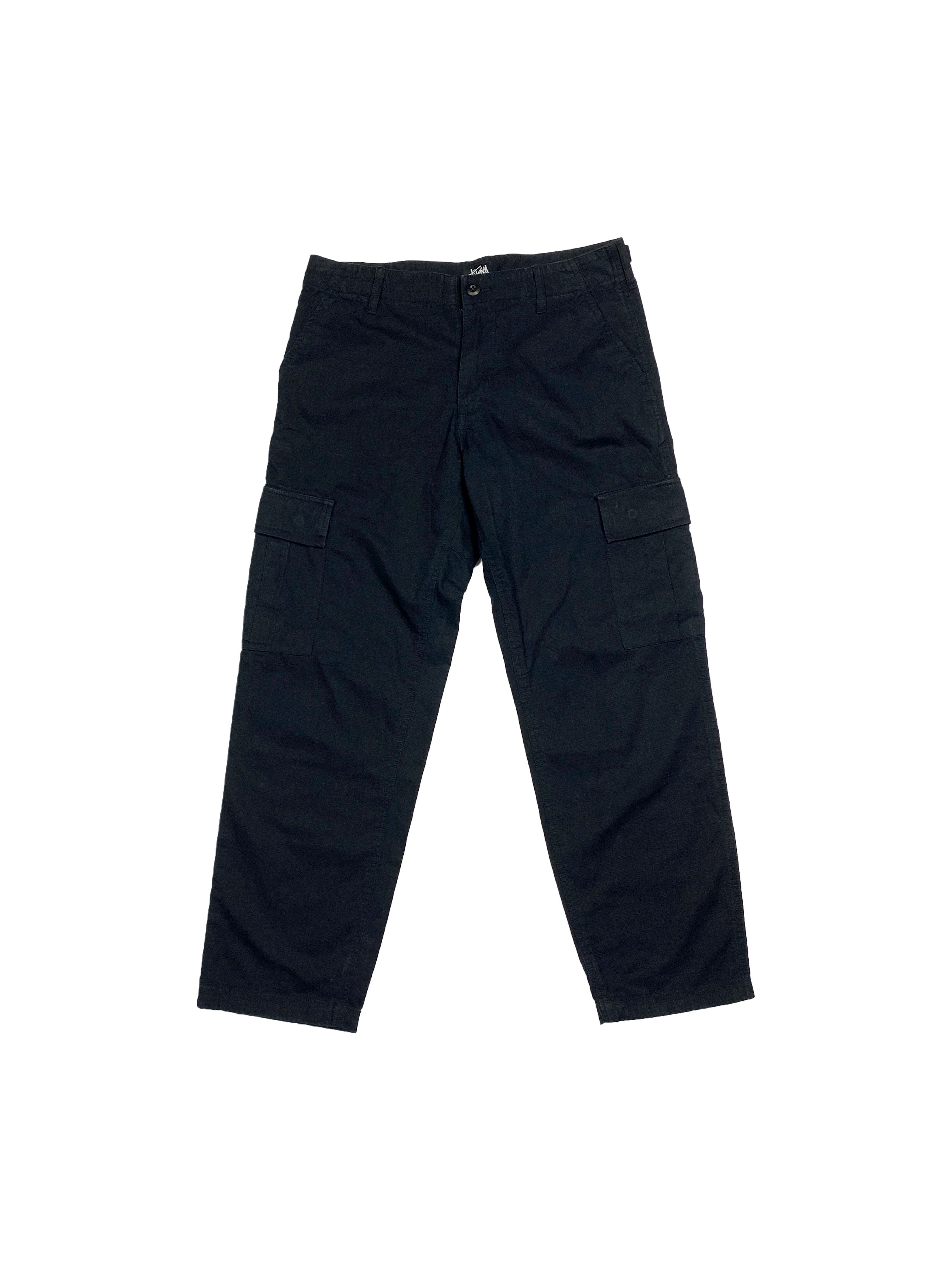 Stussy Black Ripstop Cargo Trousers 00's