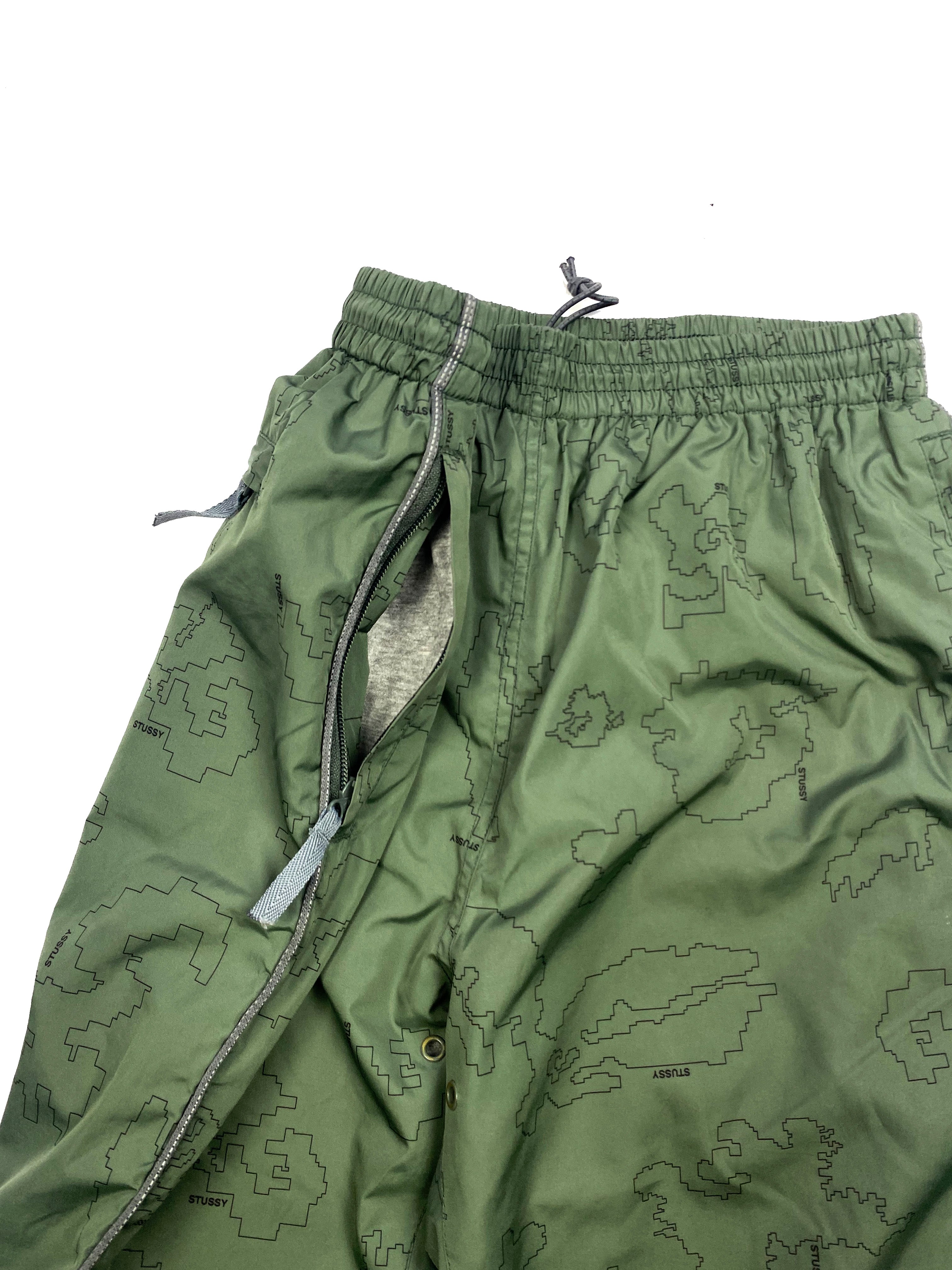Stussy Green Patterned Spell Out Tracksuit Bottoms 00's