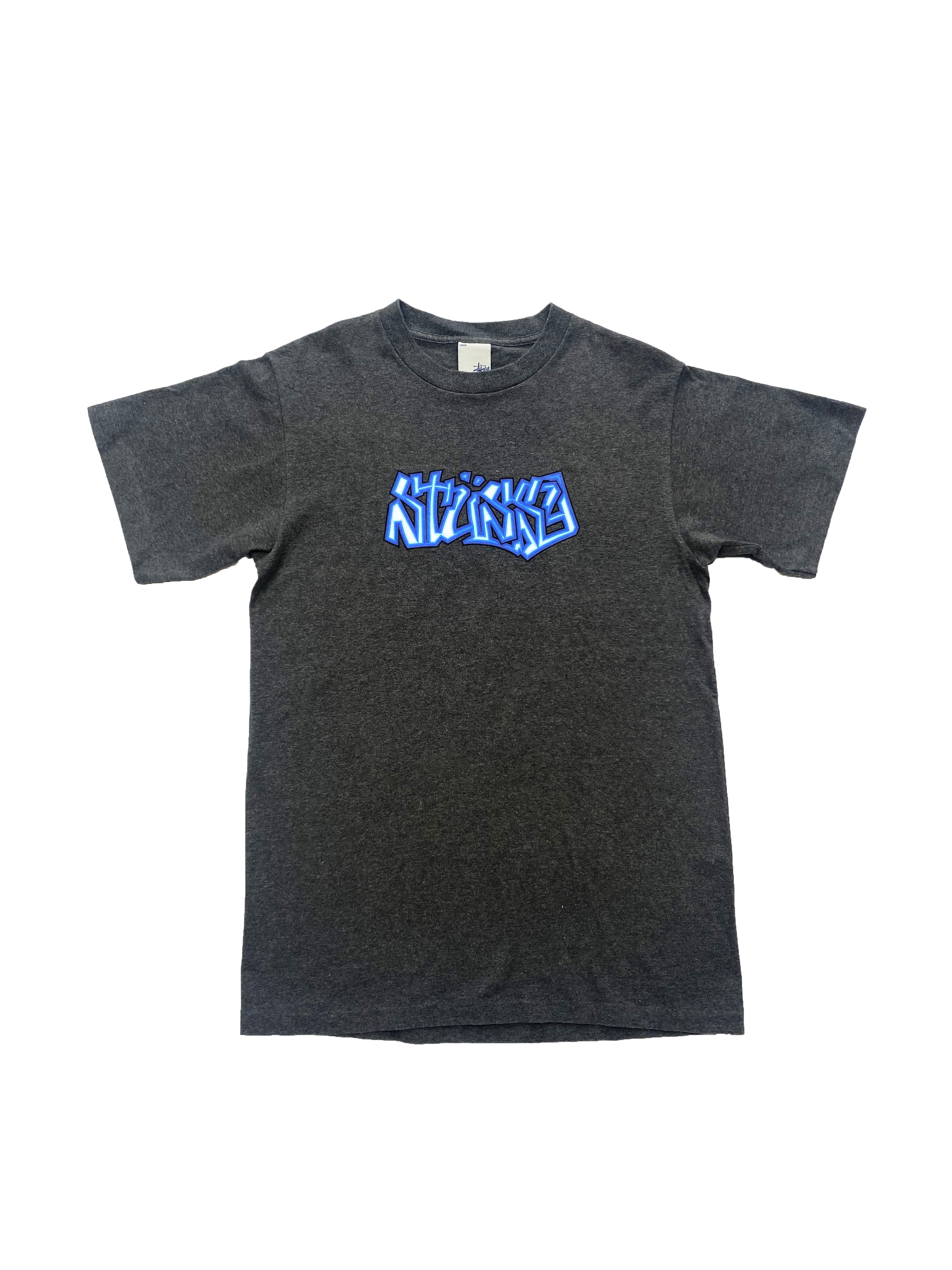 Stussy Grey Spell Out Tee 00's