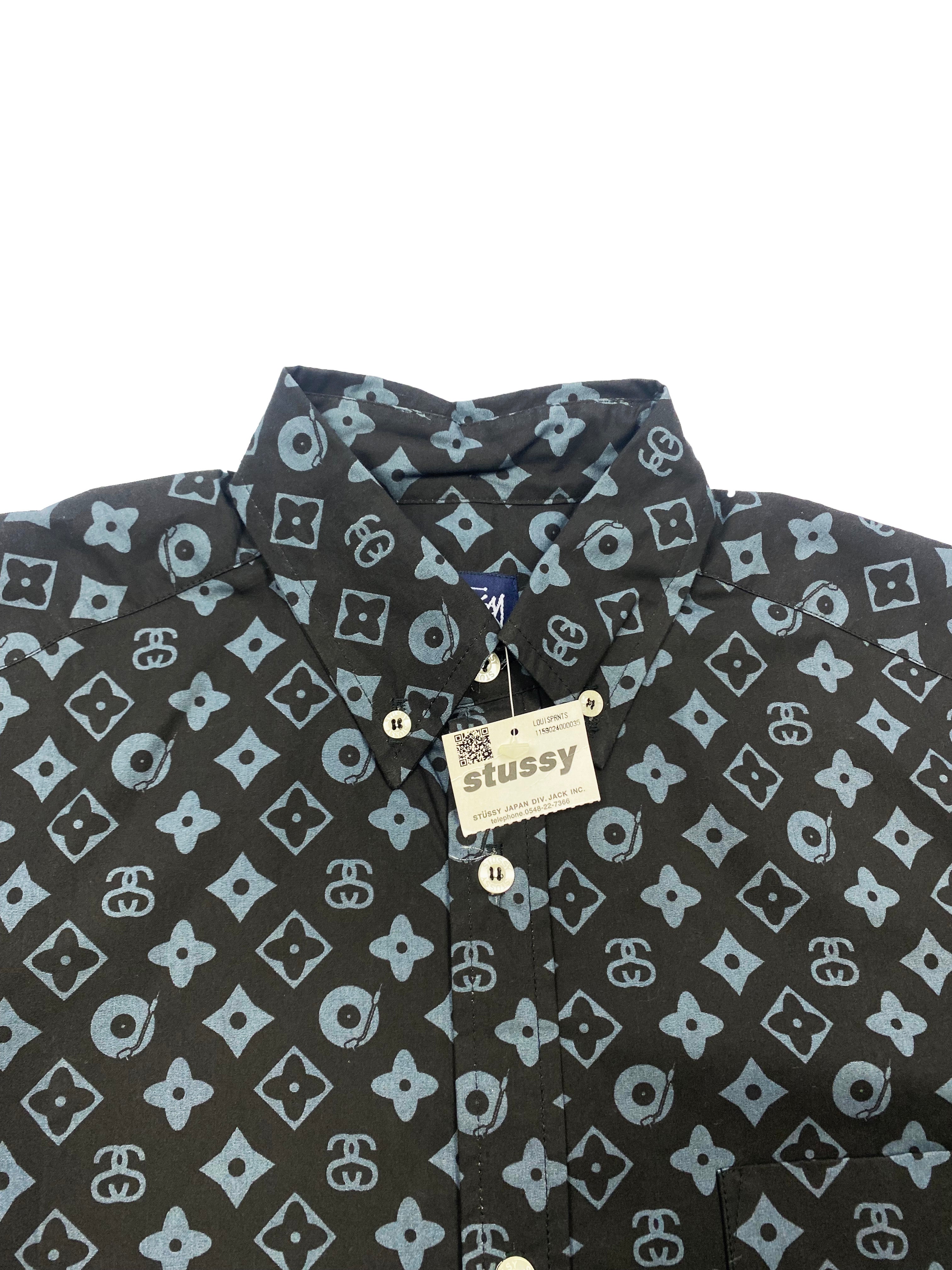Stussy 'Louis Vuitton' Black & Grey Short Sleeve Shirt BNWT 00's Size Small