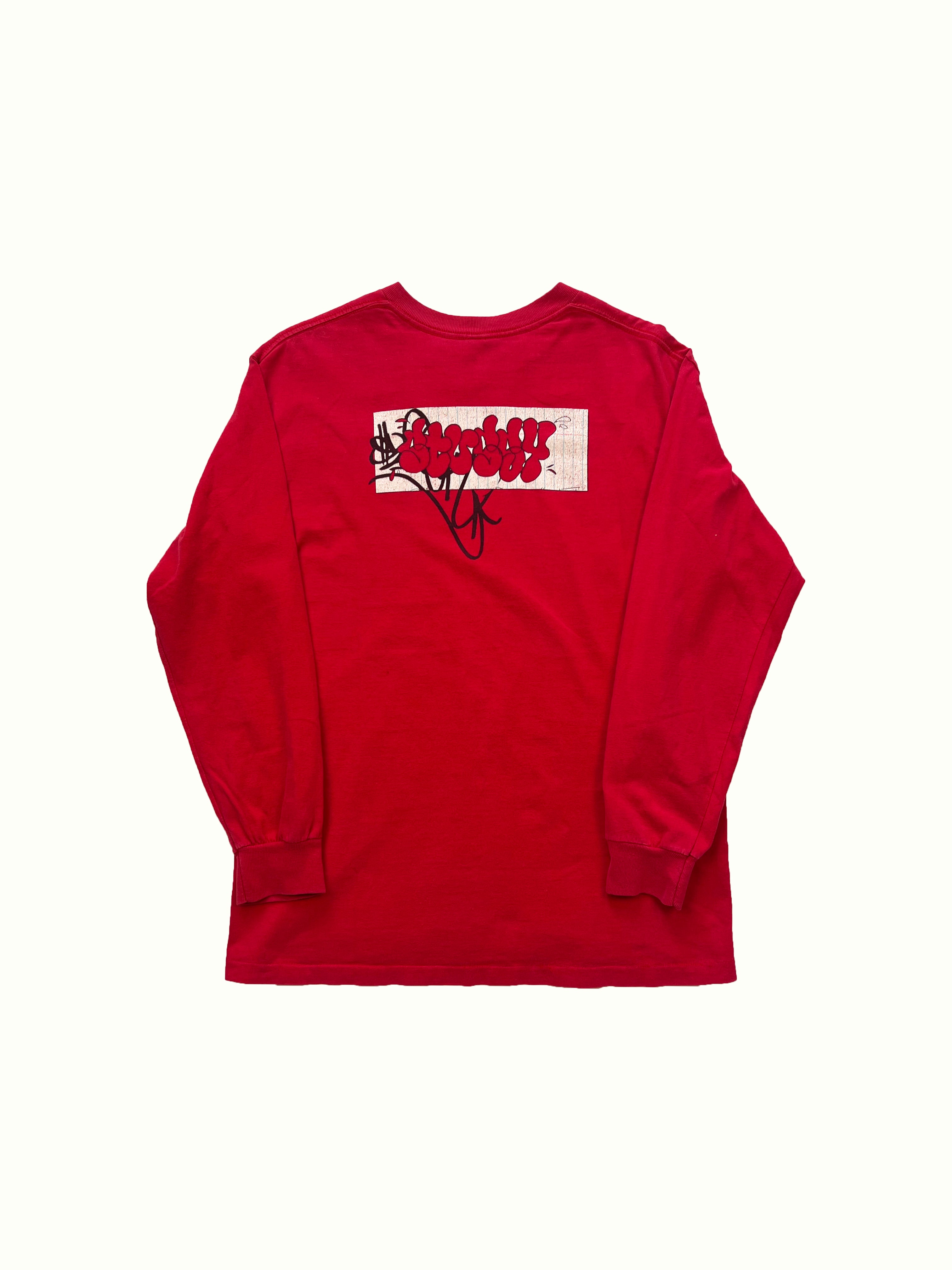 Stussy Graffiti Red Long Sleeve T-shirt 90's