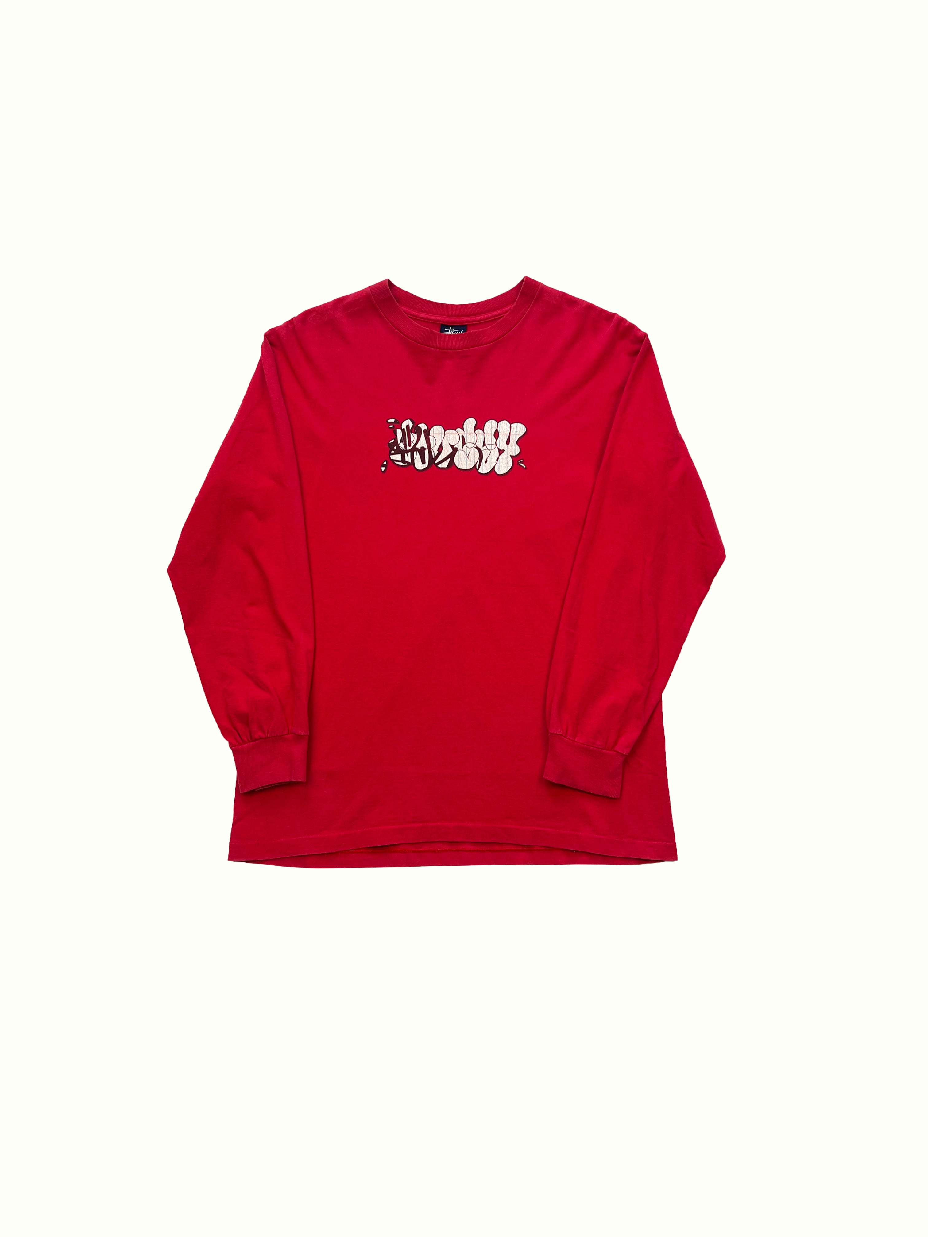 Stussy Graffiti Red Long Sleeve T-shirt 90's