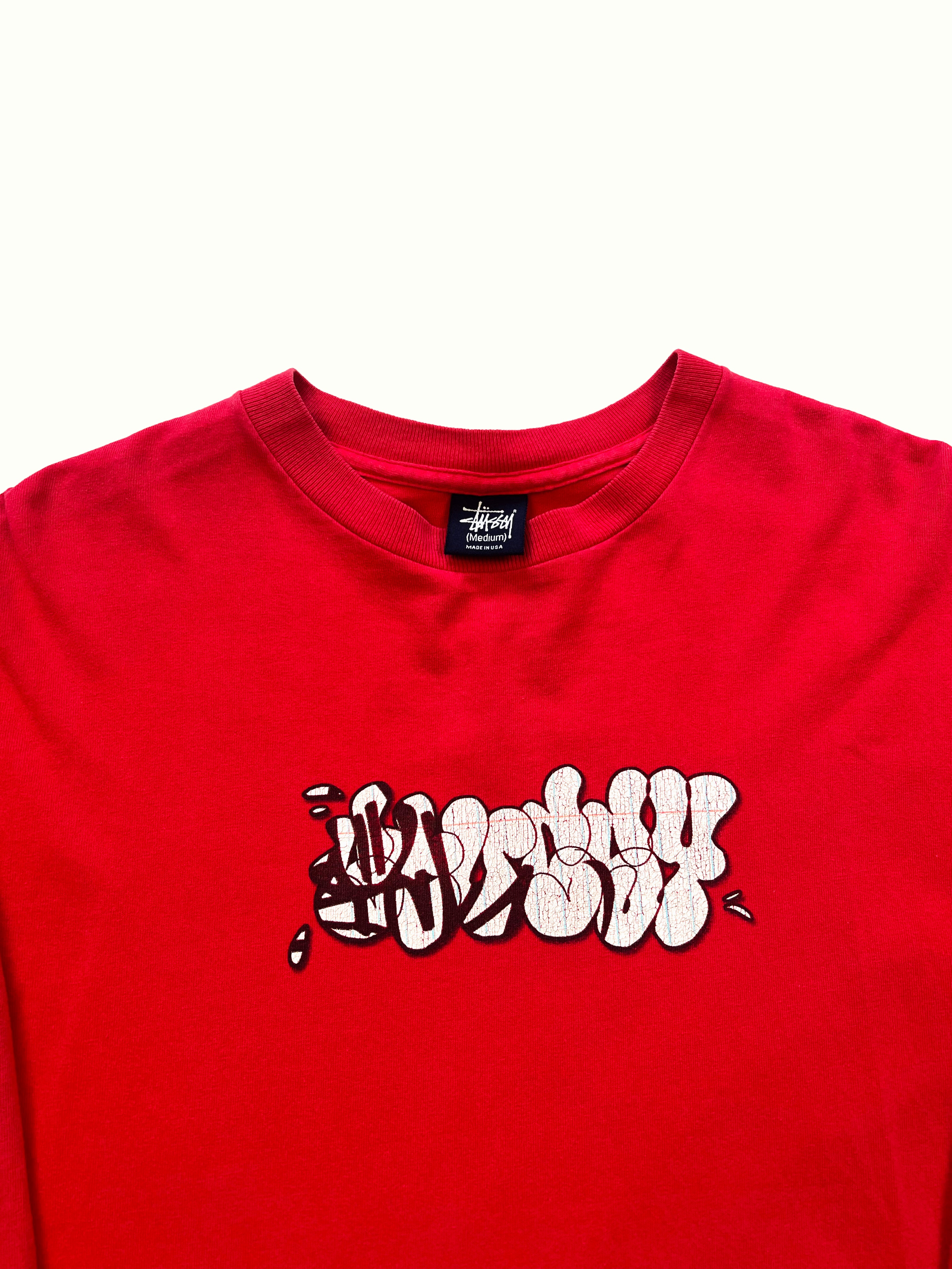 Stussy Graffiti Red Long Sleeve T-shirt 90's