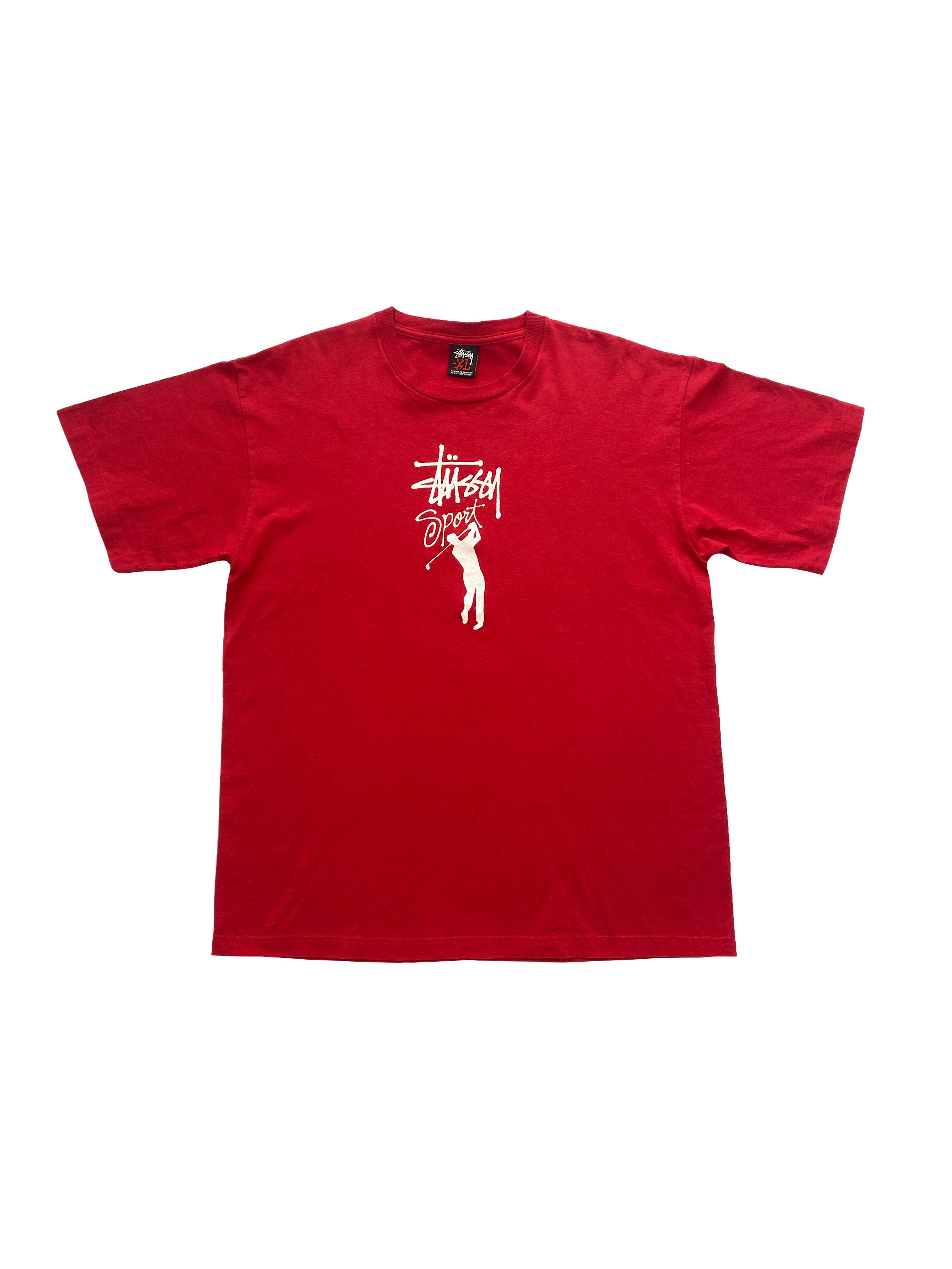Stussy Sport Red Spell Out T-shirt 00's