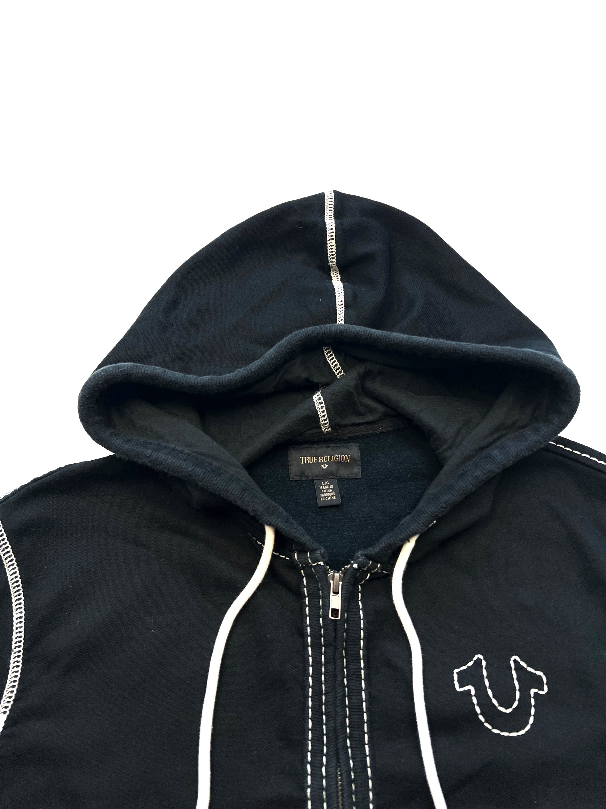True Religion Contrast Stitch Black Hoodie Sekkle